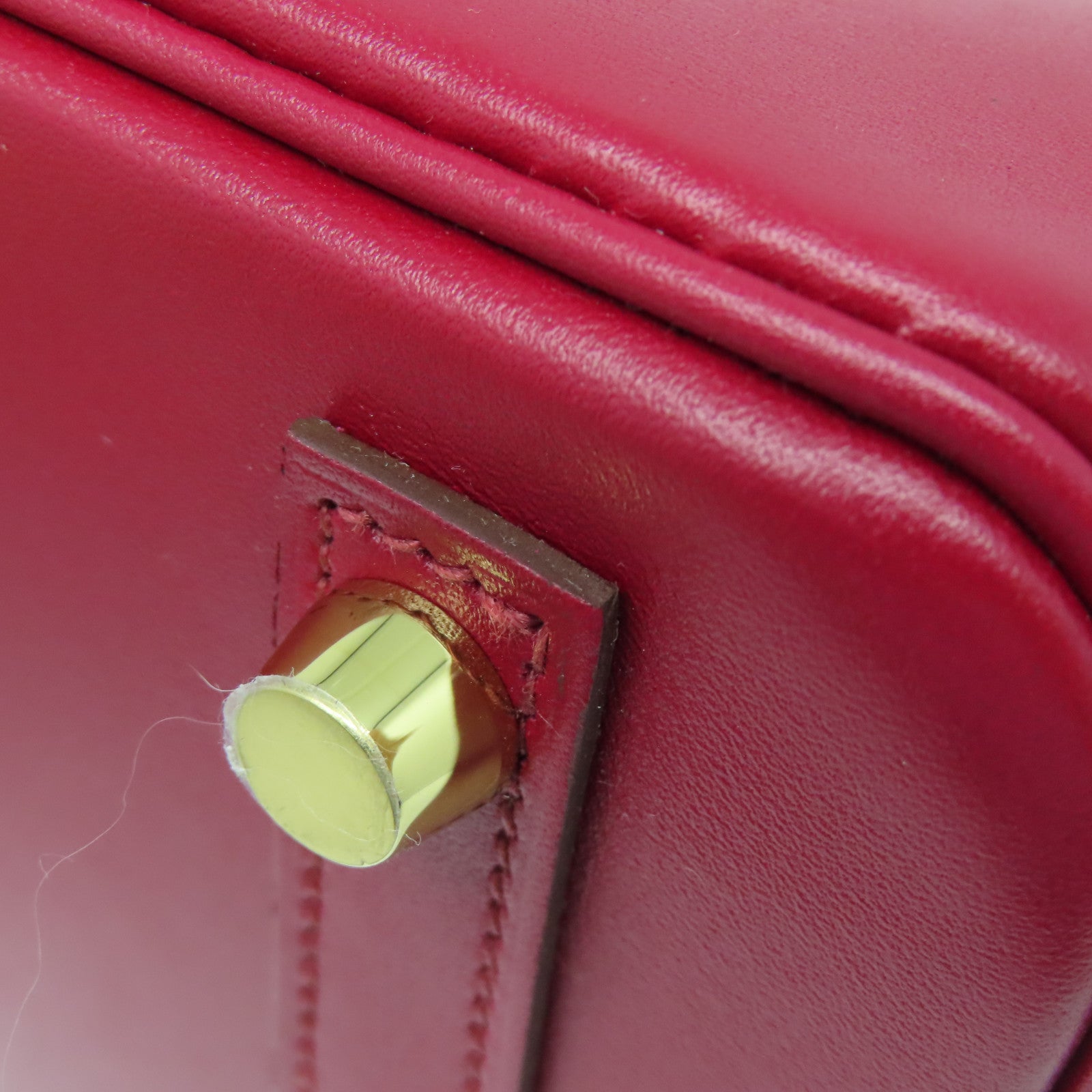 HERMES 【清倉大減價】Tadelakt Birkin 25金扣手挽袋寶石紅色