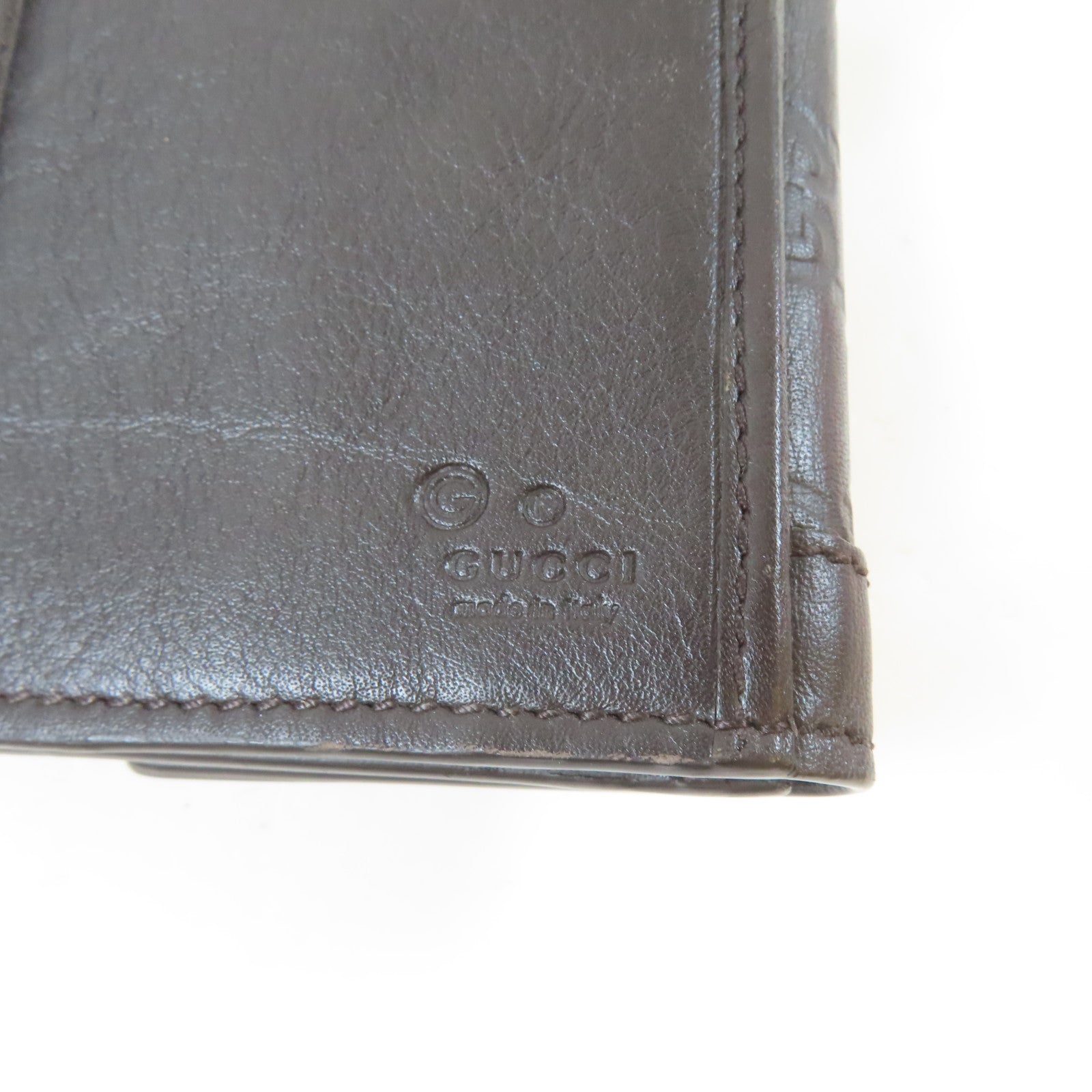 GUCCI 【激減優惠】牛皮皮革Long Wallet啪鈕長錢包啡色