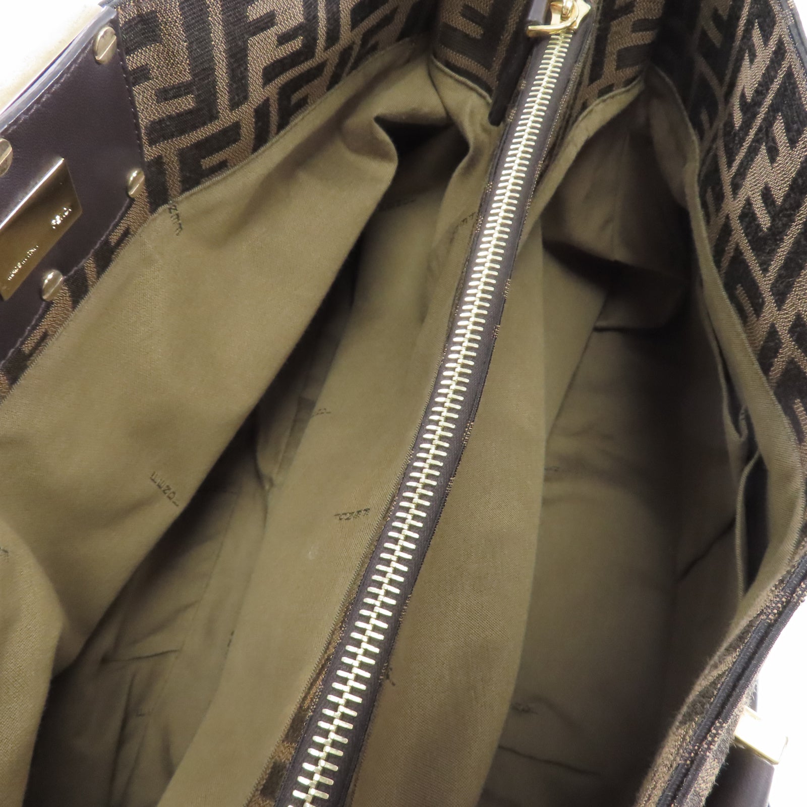 FENDI 帆布Shoulder Bag金扣肩背袋啡色