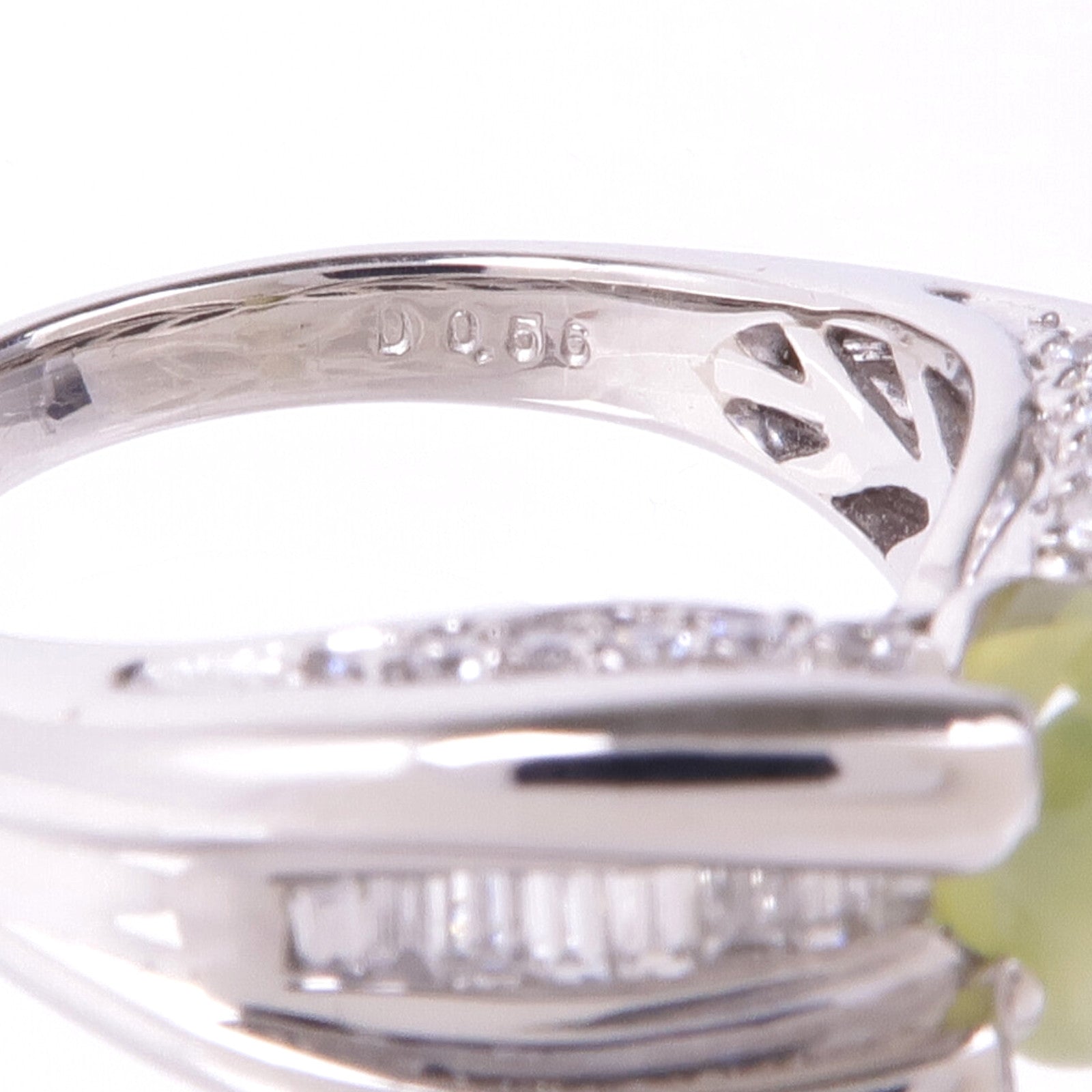 JEWELRY PT900鉑金Cat's Eye Diamond Ring貓眼石/鑽石戒指US#6.25