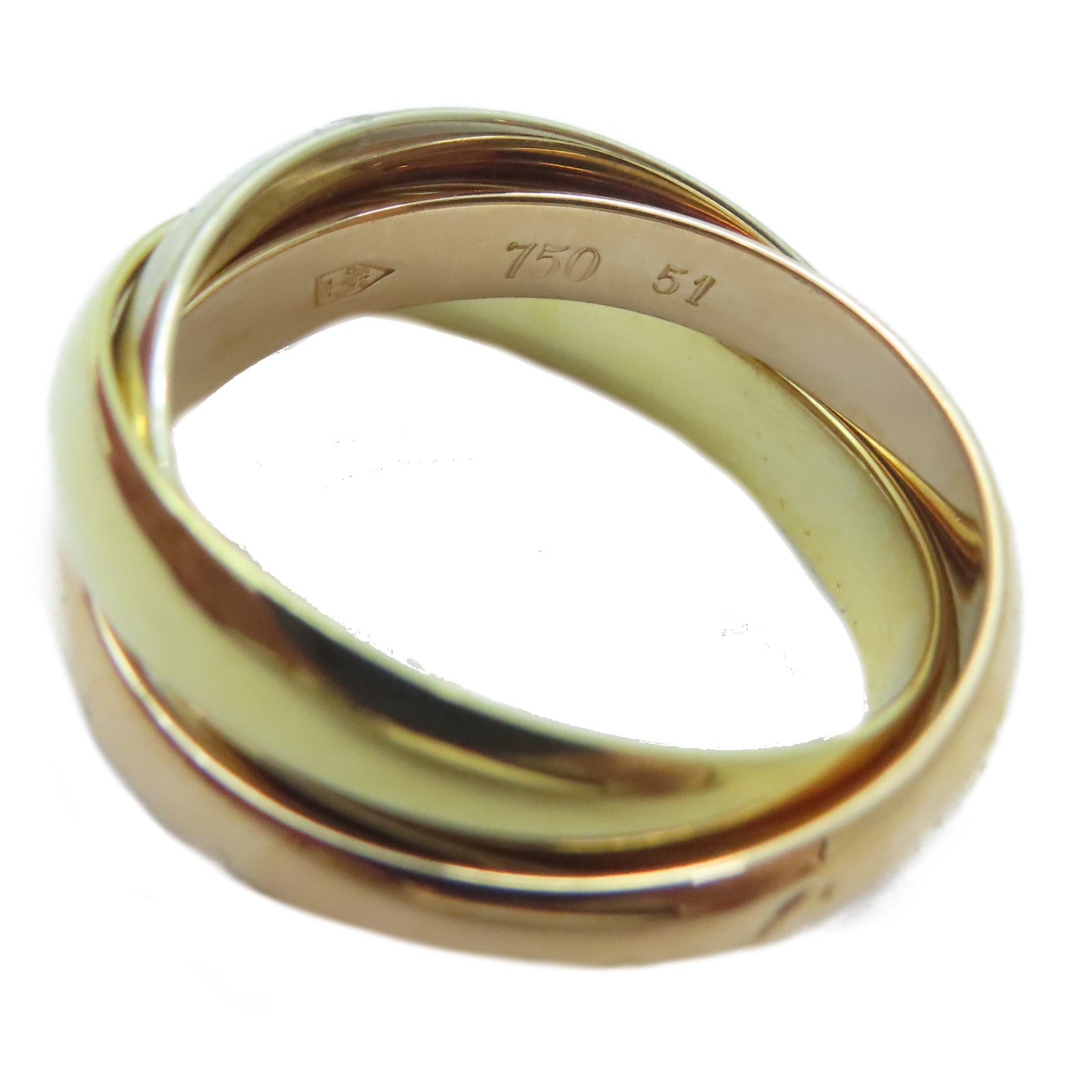 CARTIER 18K黃金/白金/玫瑰金Trinity戒指Cartier#51/US#5.75