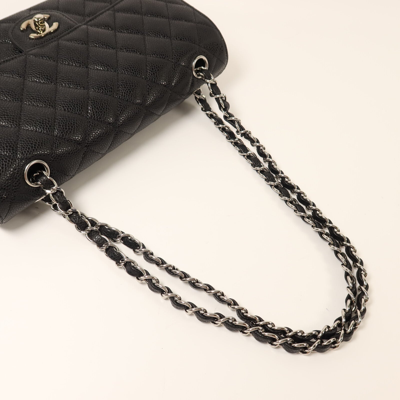 CHANEL 牛皮皮革Classic 25銀扣鏈帶肩背袋