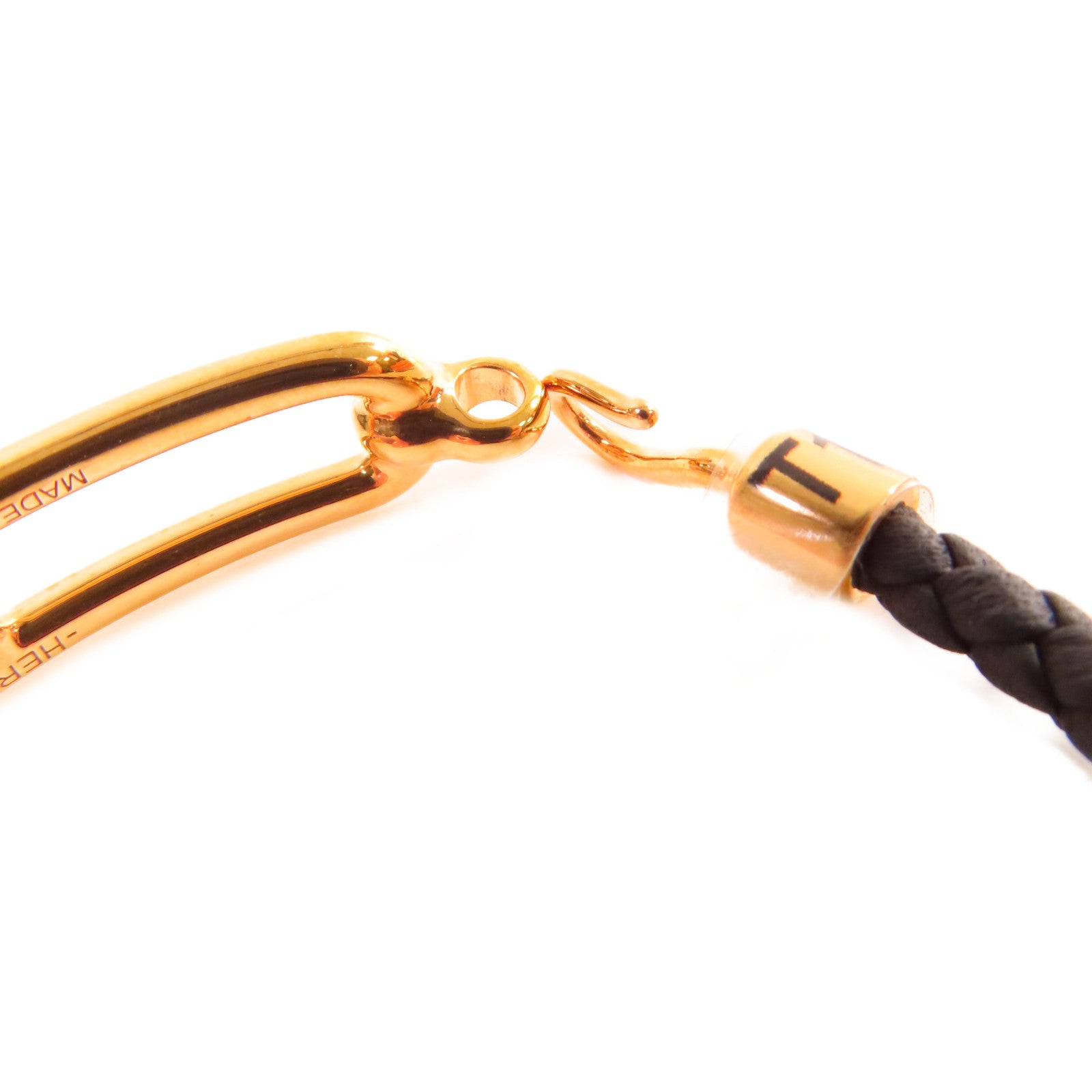 HERMES 鍍金/Swift皮革Roulis Double Tour T1 Bracelet 手鏈黑色