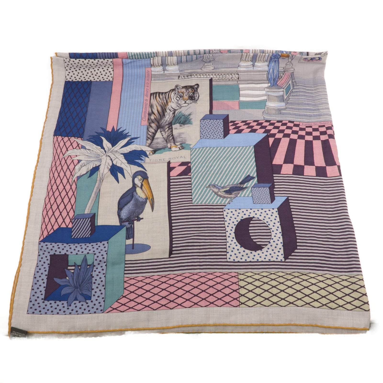 HERMES 羊絨/絲質Scarf 140X140絲巾