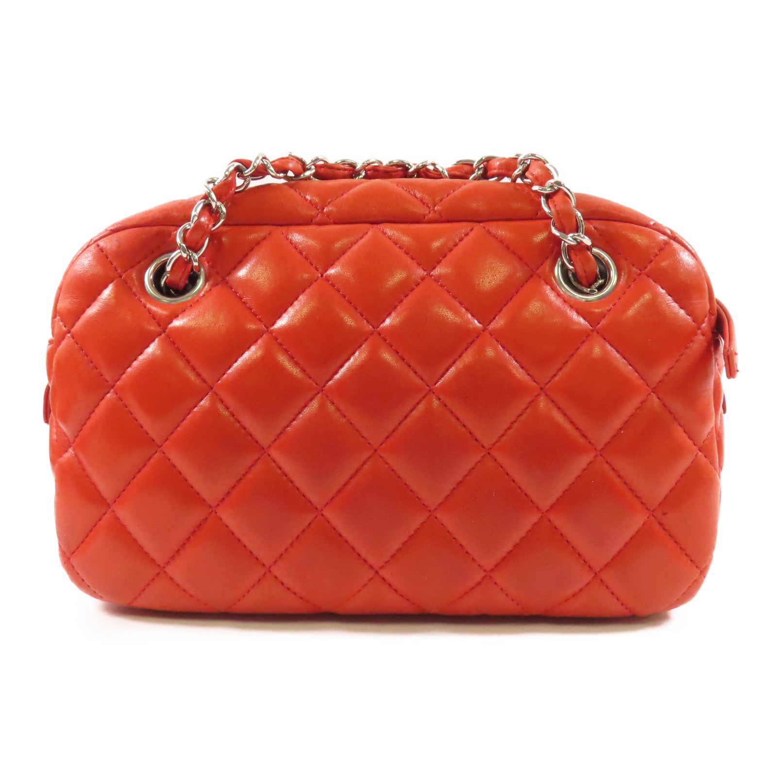 CHANEL 羊皮皮革Chain Shoulder銀扣鏈帶肩背袋