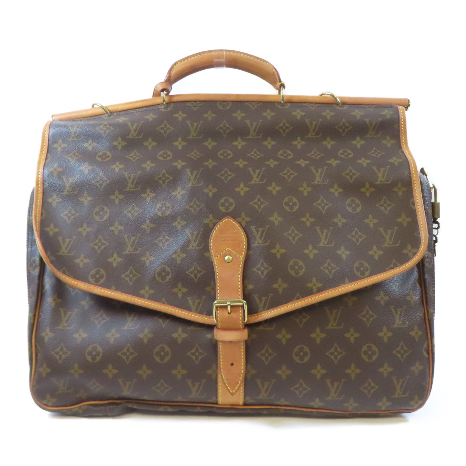 LOUIS VUITTON Monogram Hunting Bag金扣手挽肩背兩用袋啡色