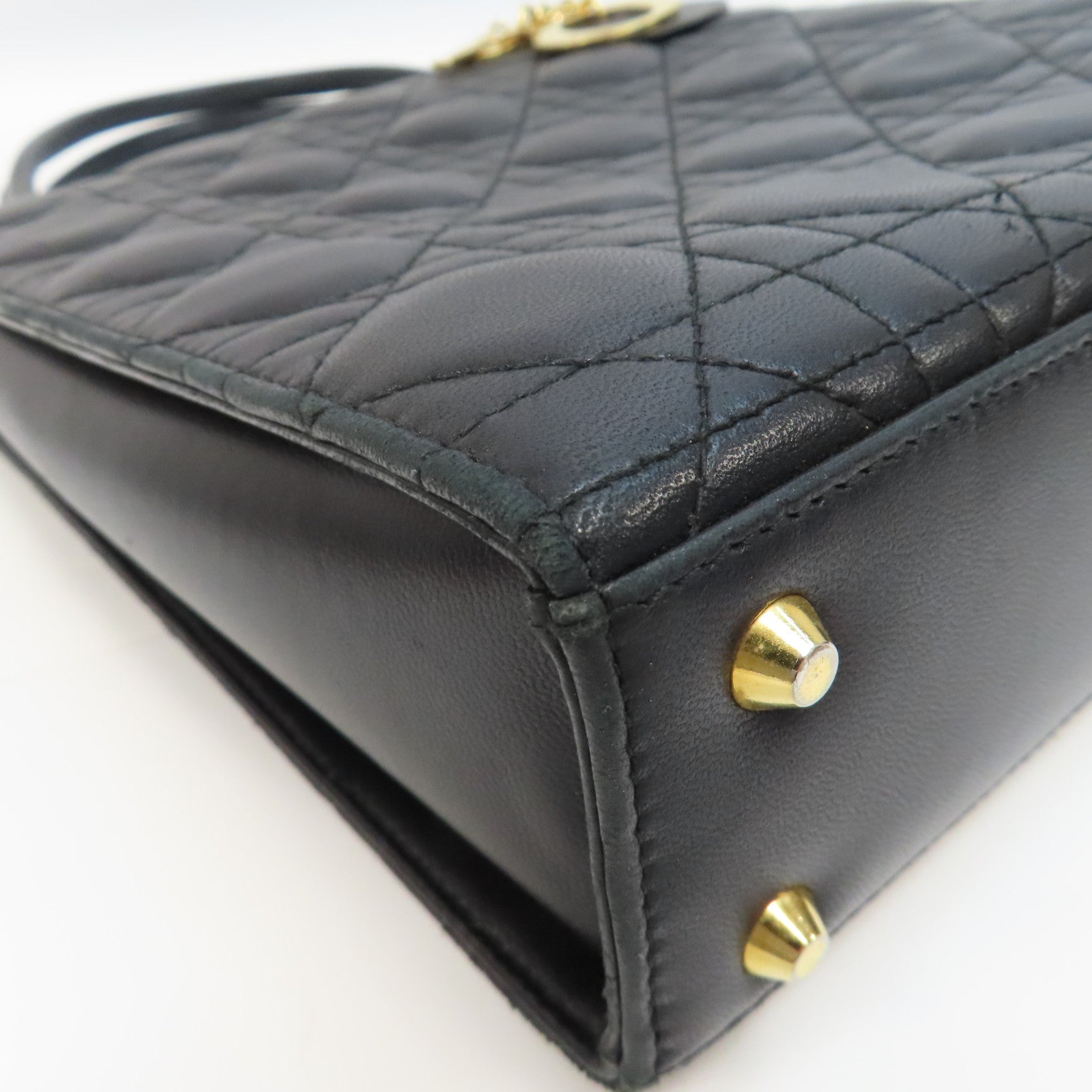 Dior 牛皮皮革Hand Bag金扣手挽袋黑色