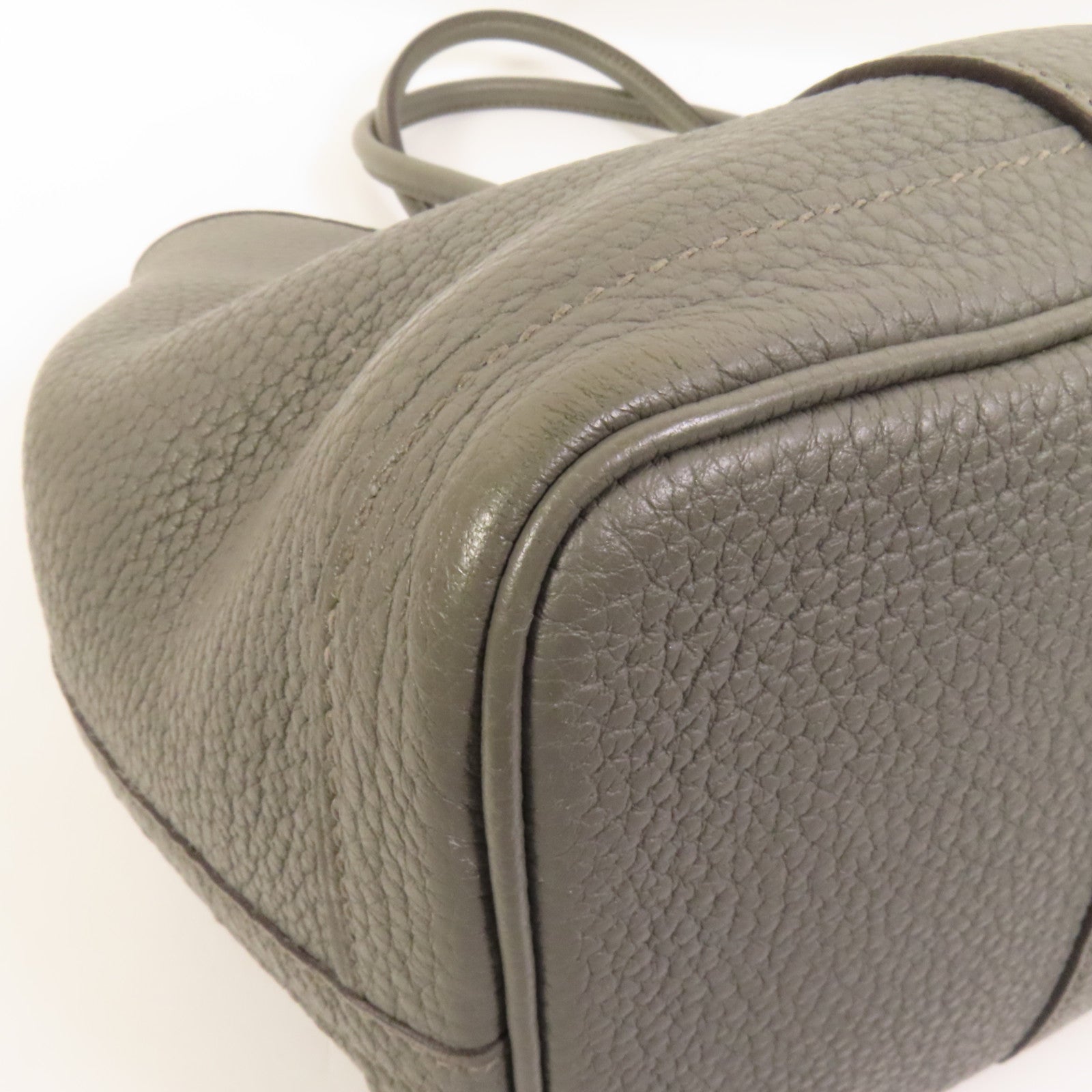 HERMES Negonda皮革Garden Party TPM銀扣手挽袋Gris Meyer