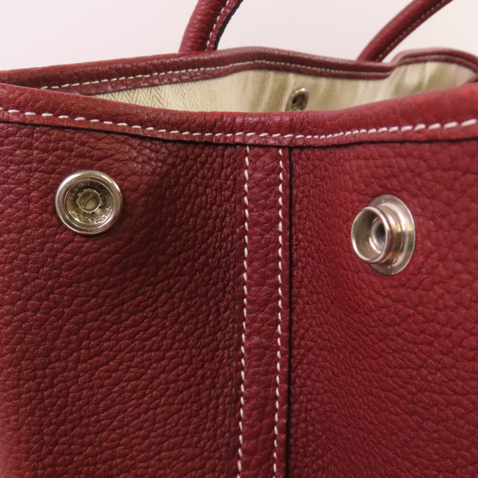 HERMES Negonda皮革Garden Party PM Tote Bag銀扣手挽袋55 Rouge H/愛馬仕紅色