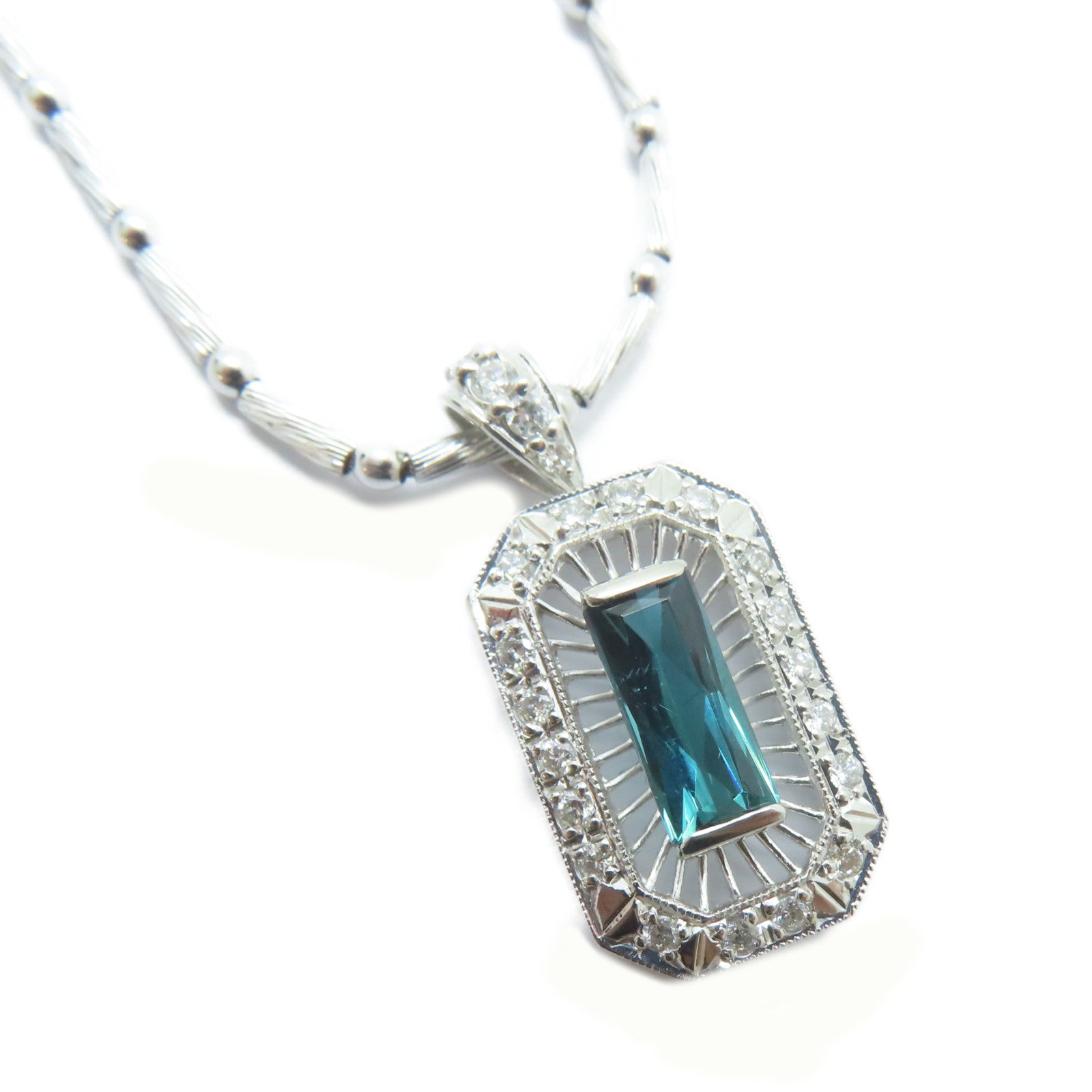JEWELRY PT900鉑金/18K白金Tourmaline Necklace 1.04ct碧壐/0.28ct鑽石項鏈