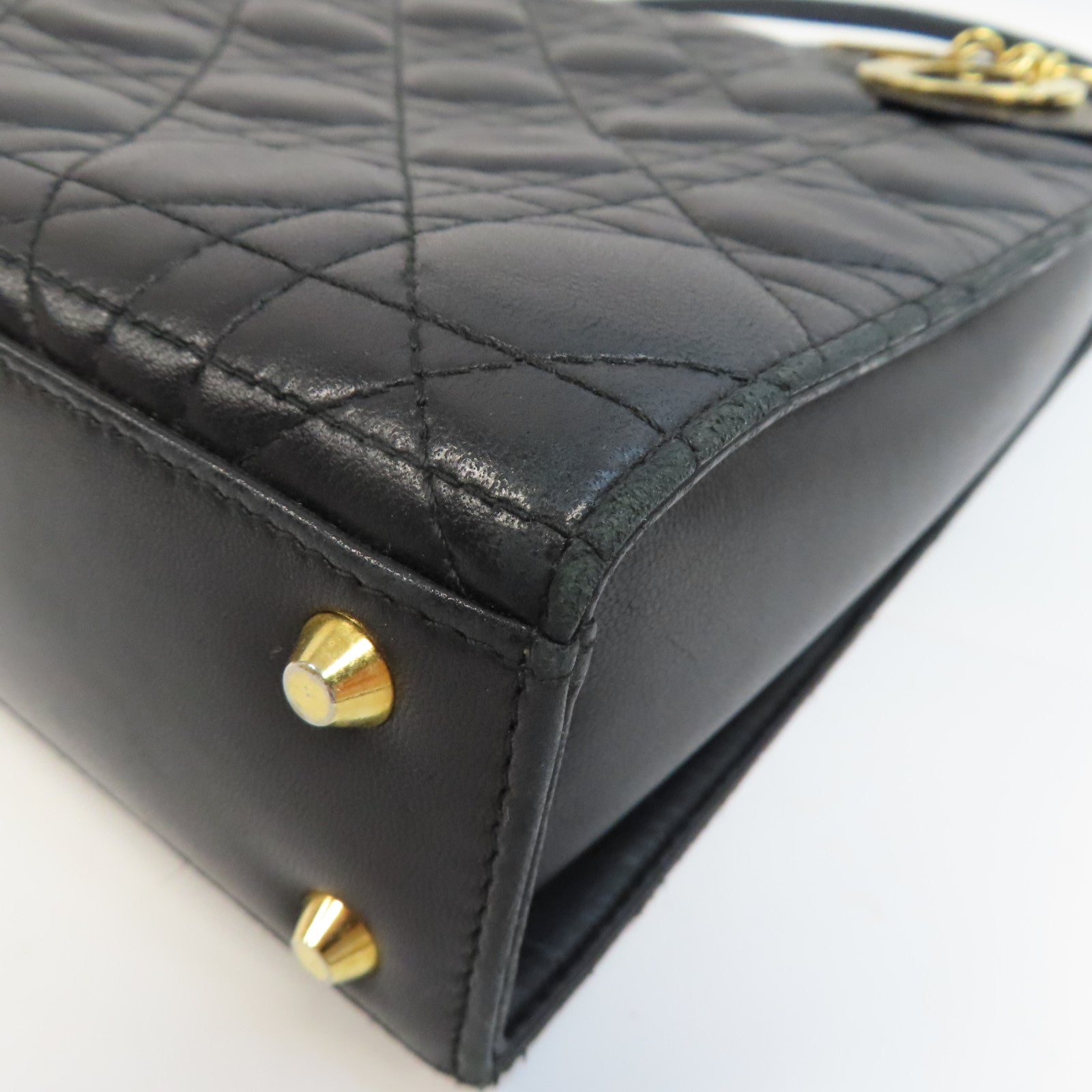 Dior 牛皮皮革Hand Bag金扣手挽袋黑色
