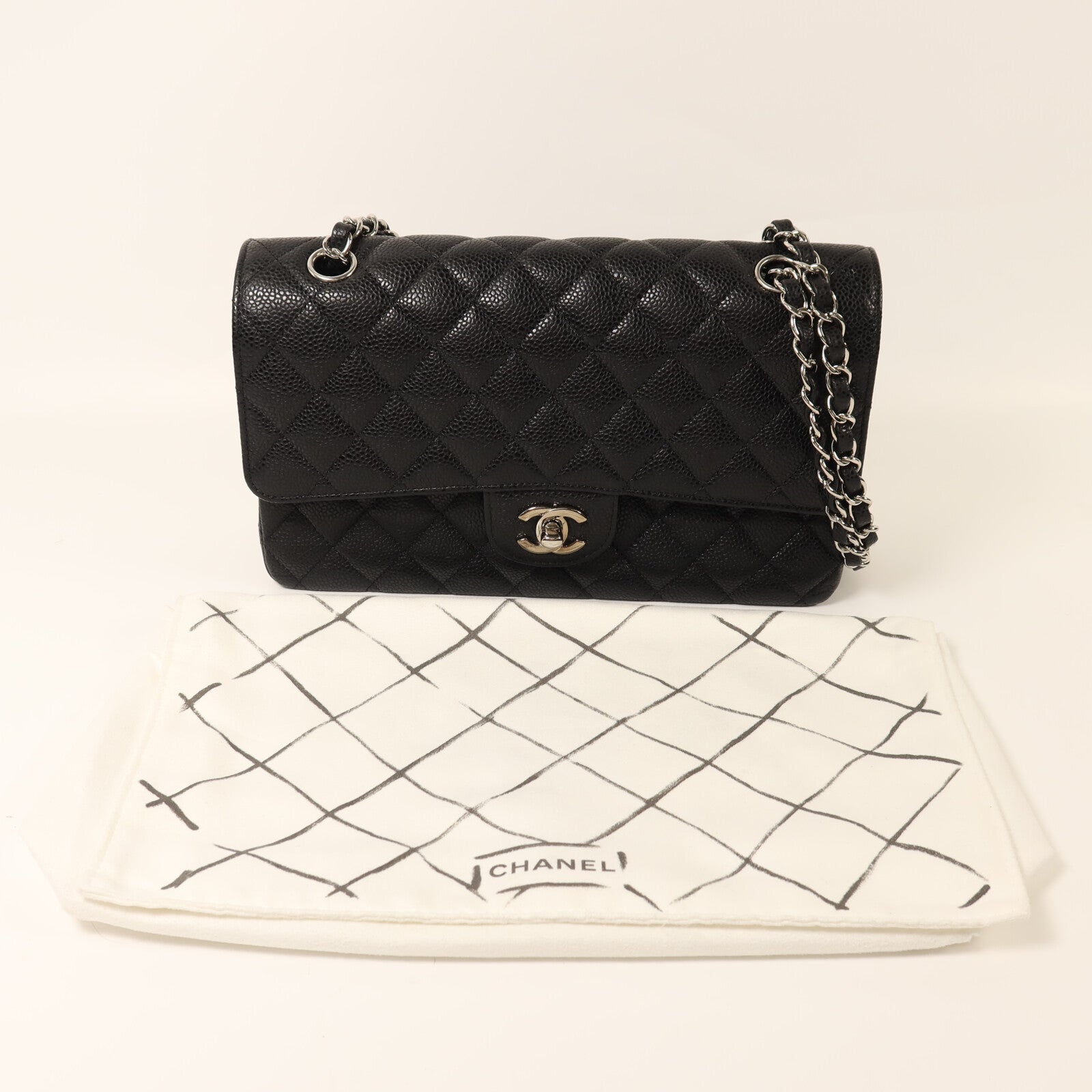 CHANEL 牛皮皮革Classic 25銀扣鏈帶肩背袋