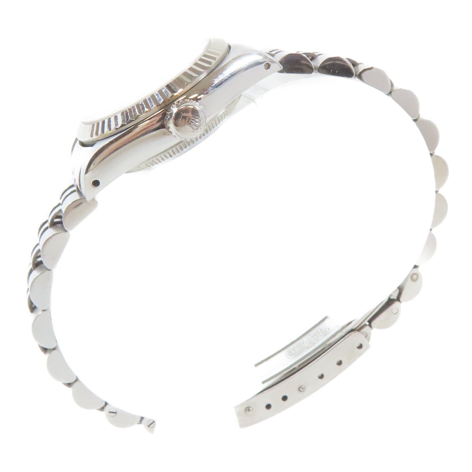 ROLEX Lady Datejust18K白金/不鏽鋼手錶自動機芯白色#16.25cm