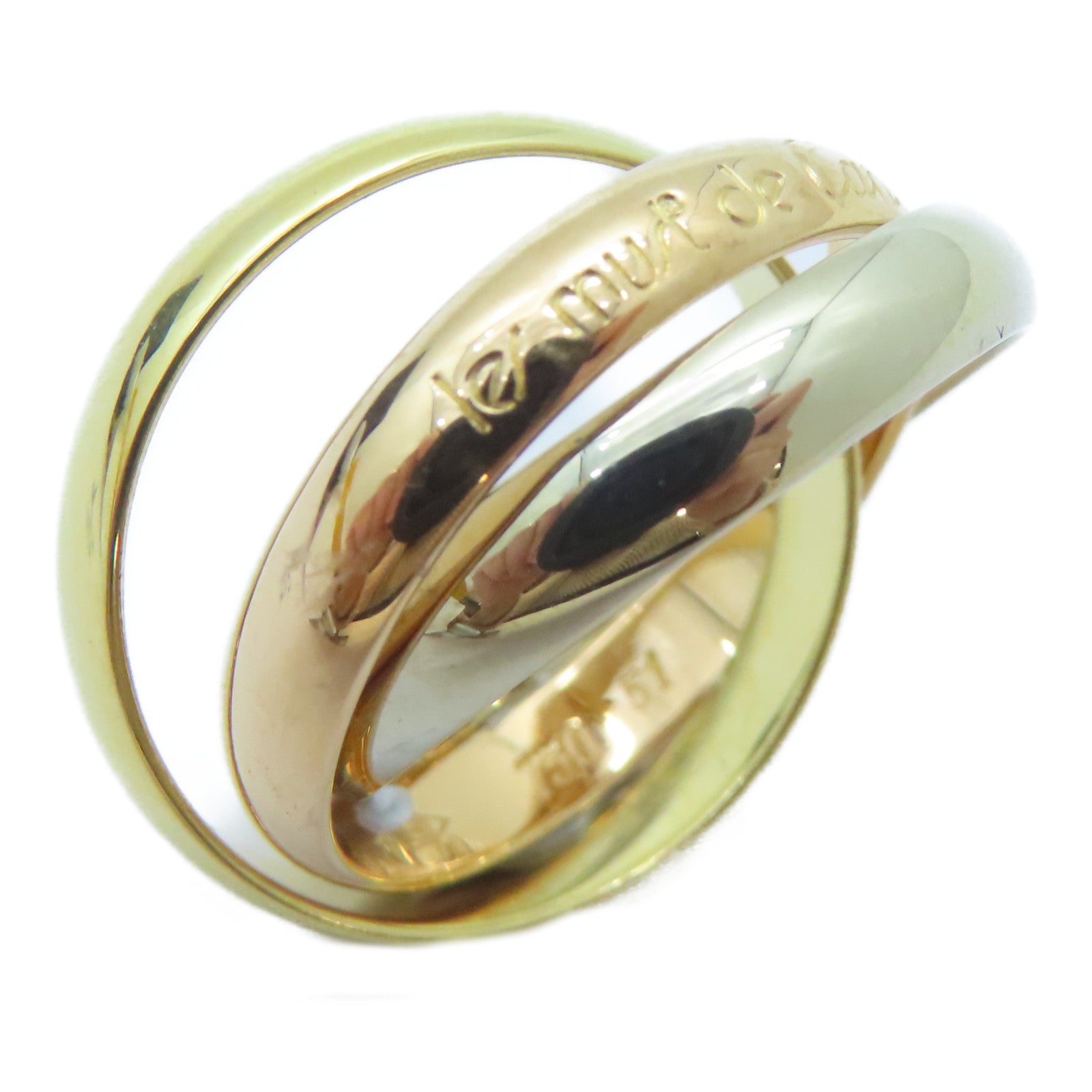 CARTIER 18K黃金/白金/玫瑰金Trinity戒指Cartier#51/US#5.75