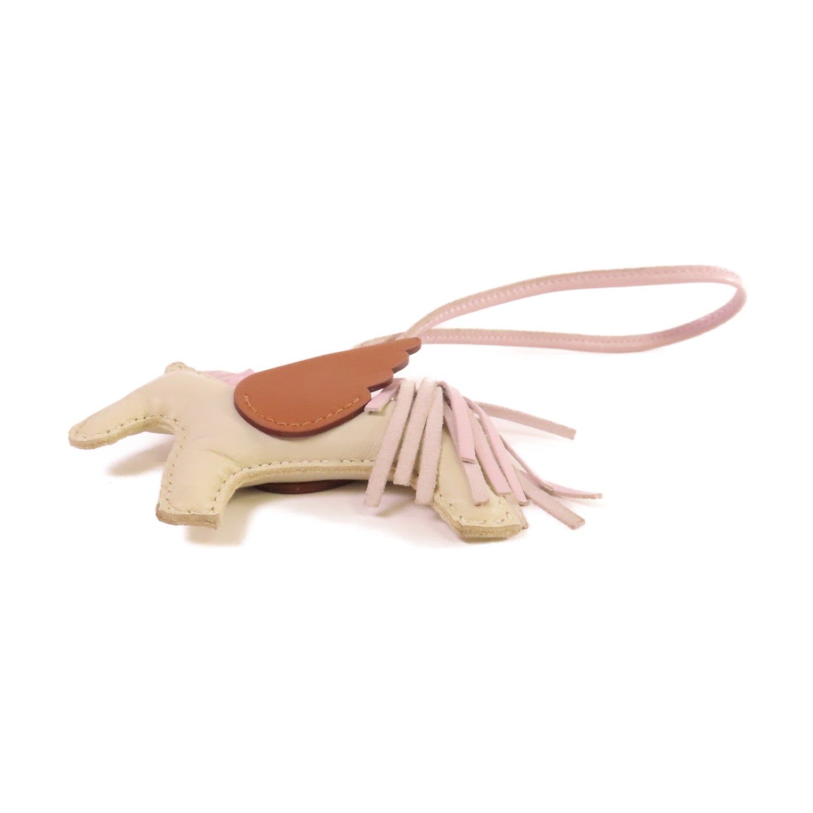 HERMES Swift皮革Rodeo Pegase PM Charm掛飾米白色/淺紫色/啡色
