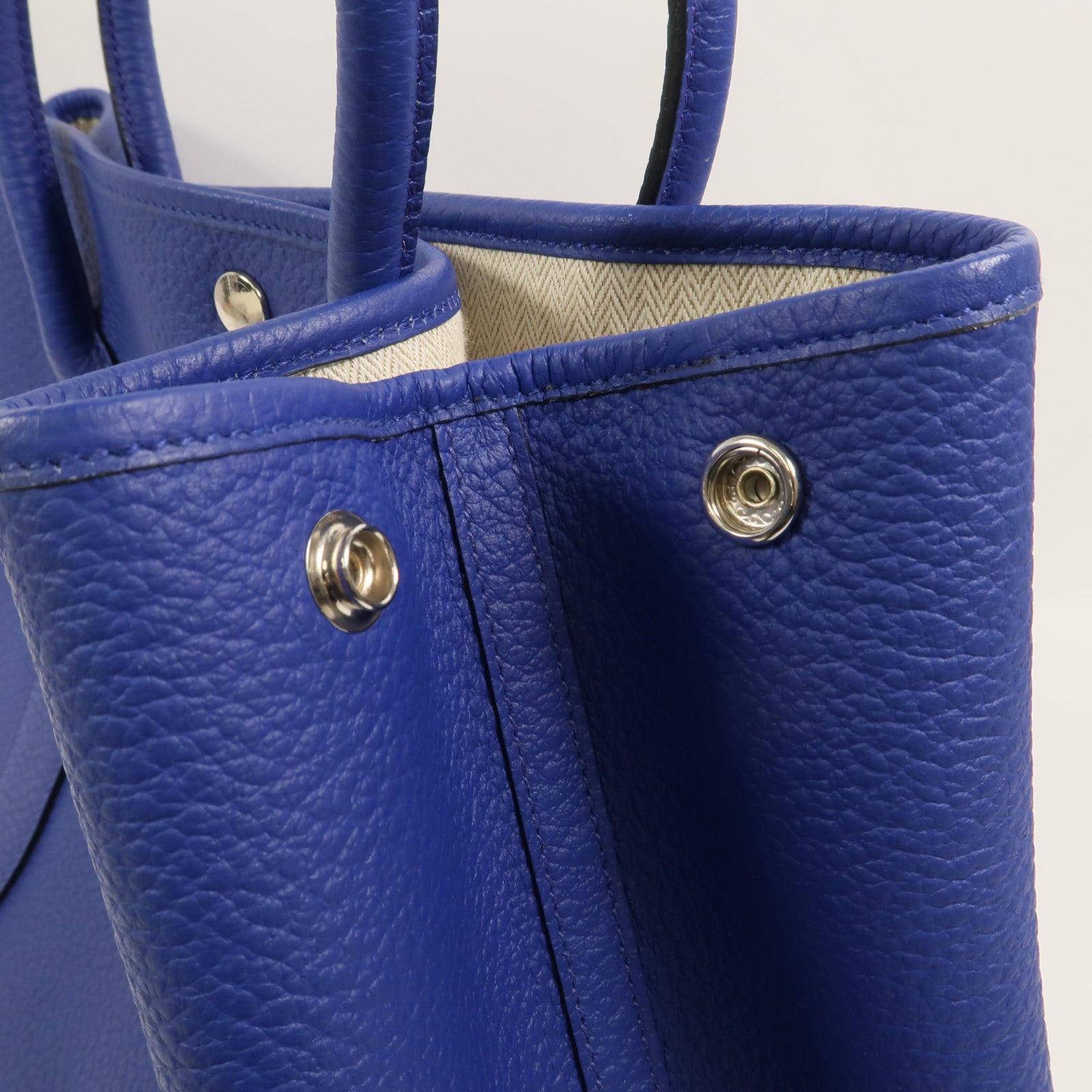 HERMES Negonda皮革Garden Party PM手挽袋Blue Electric