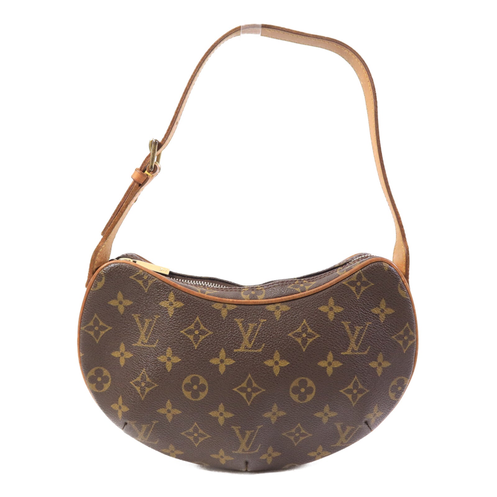 LOUIS VUITTON Monogram Pochette Croissant金扣肩背袋棕色