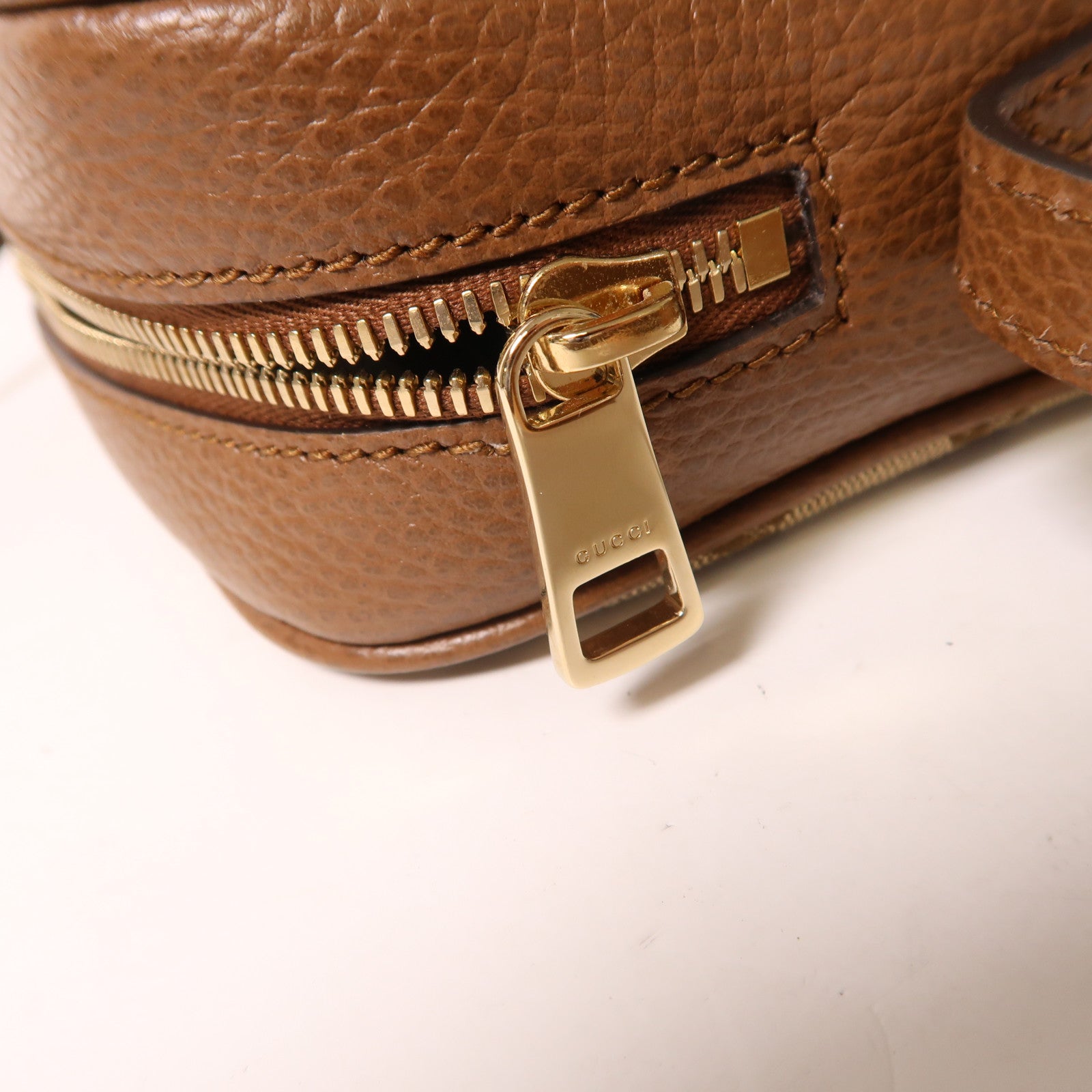 GUCCI GG SHW Shoulder Bag 520981 Coated Canvas/Calf Brown