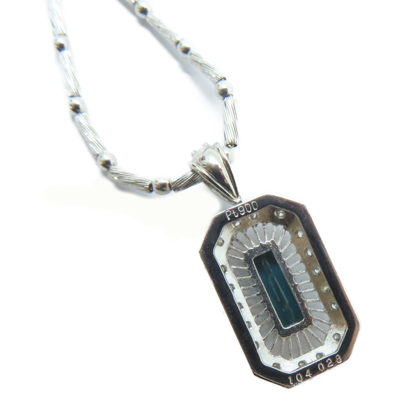 JEWELRY PT900鉑金/18K白金Tourmaline Necklace 1.04ct碧壐/0.28ct鑽石項鏈