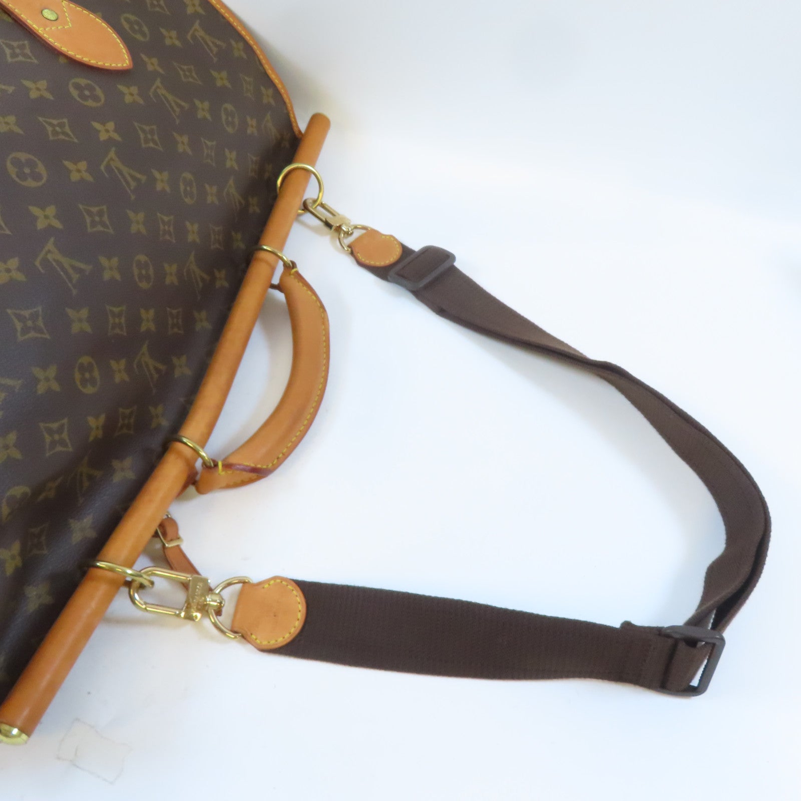 LOUIS VUITTON Monogram Hunting Bag金扣手挽肩背兩用袋啡色