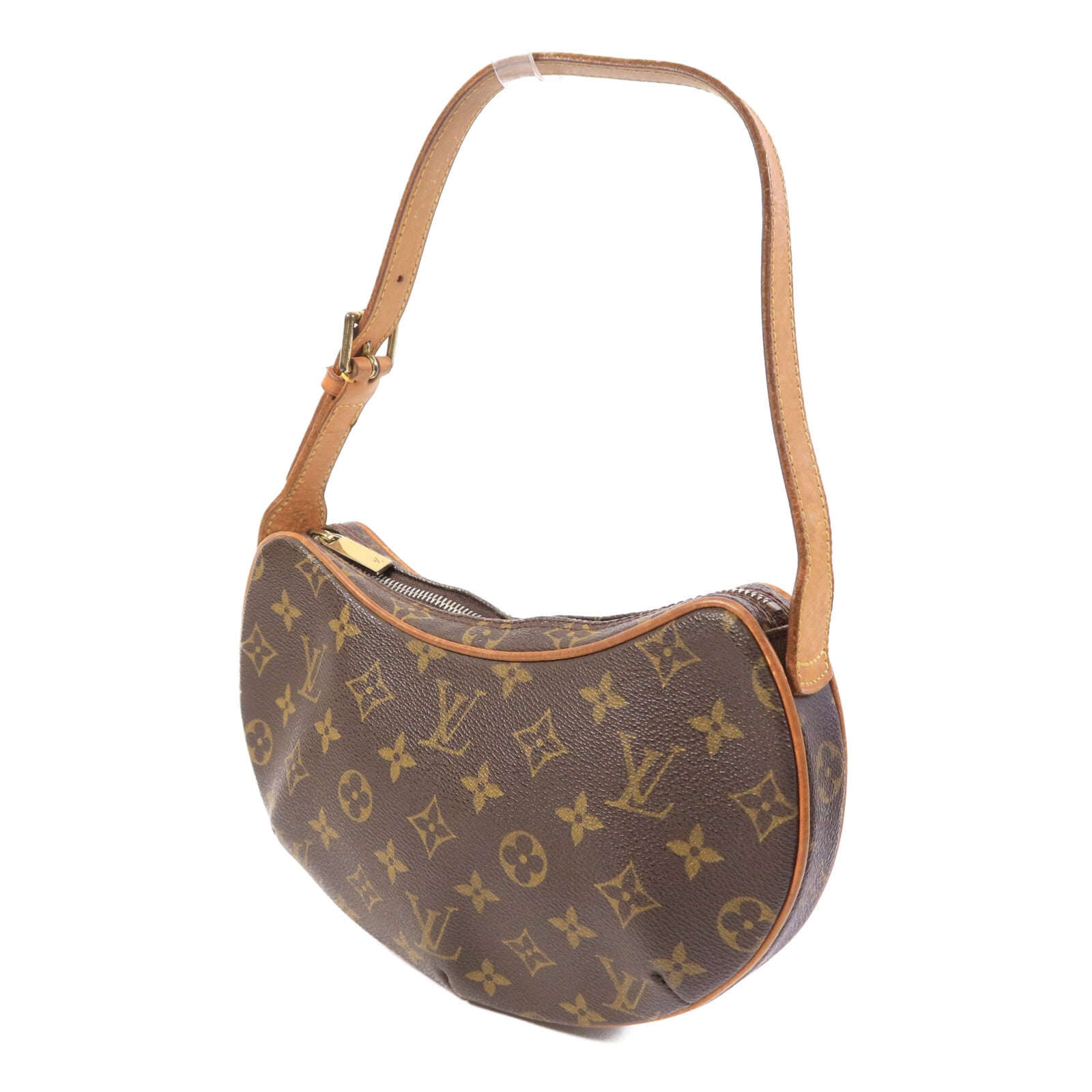 LOUIS VUITTON Monogram Pochette Croissant金扣肩背袋棕色