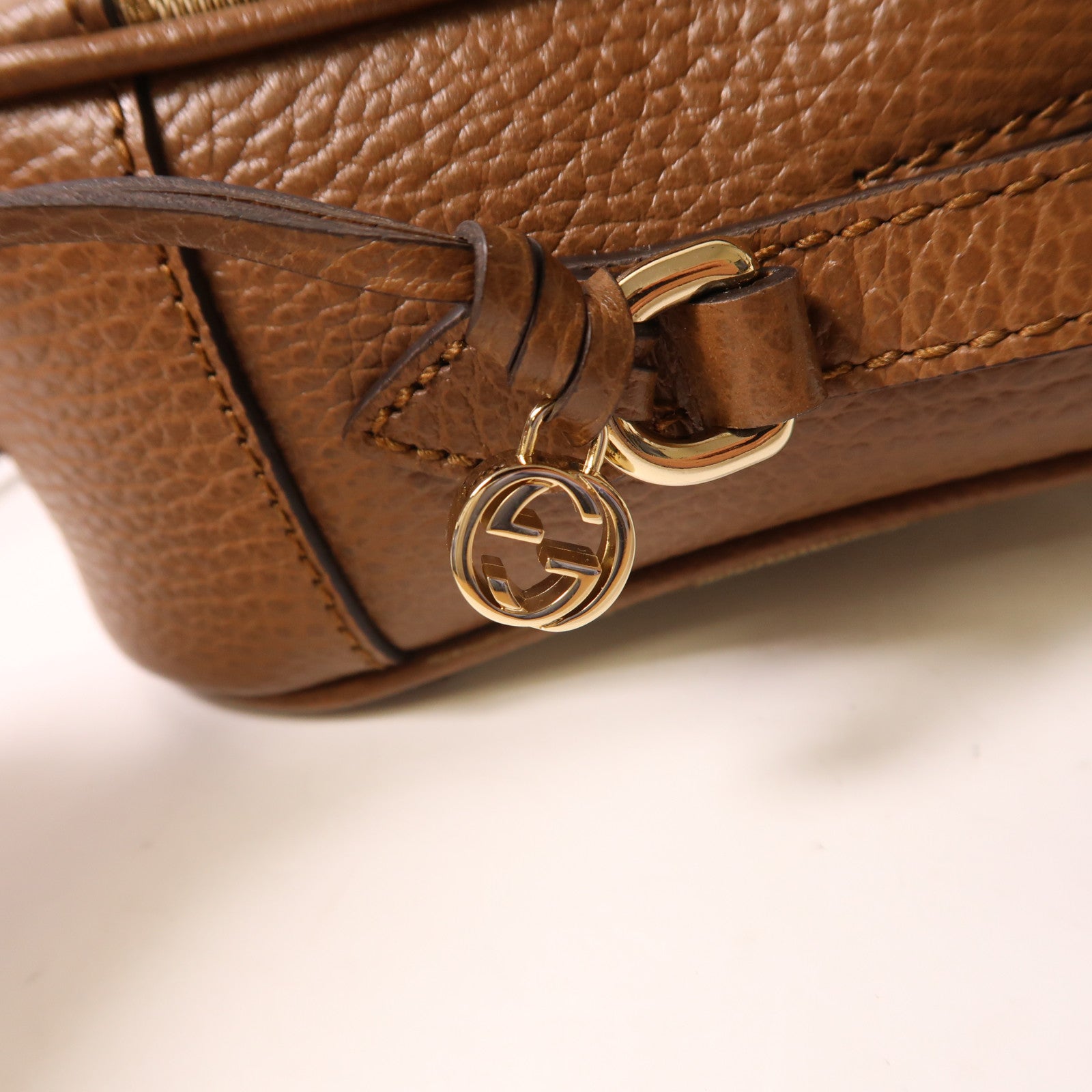 GUCCI GG SHW Shoulder Bag 520981 Coated Canvas/Calf Brown