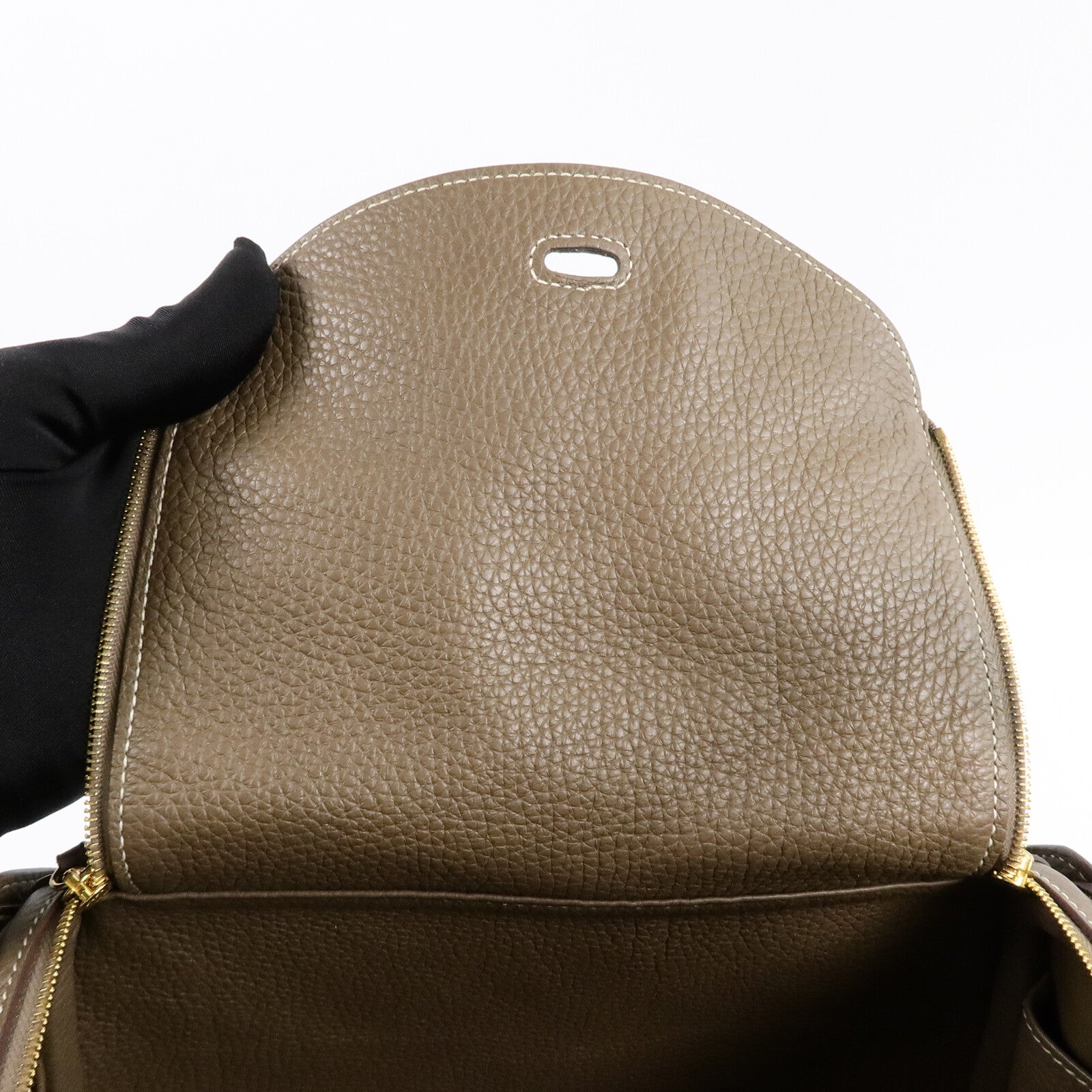 HERMES Clemence皮革Lindy 26手挽肩背兩用袋Etoupe