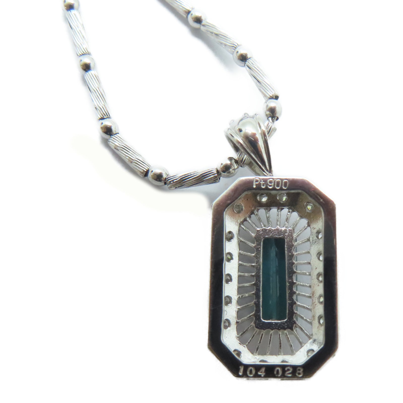 JEWELRY PT900鉑金/18K白金Tourmaline Necklace 1.04ct碧壐/0.28ct鑽石項鏈