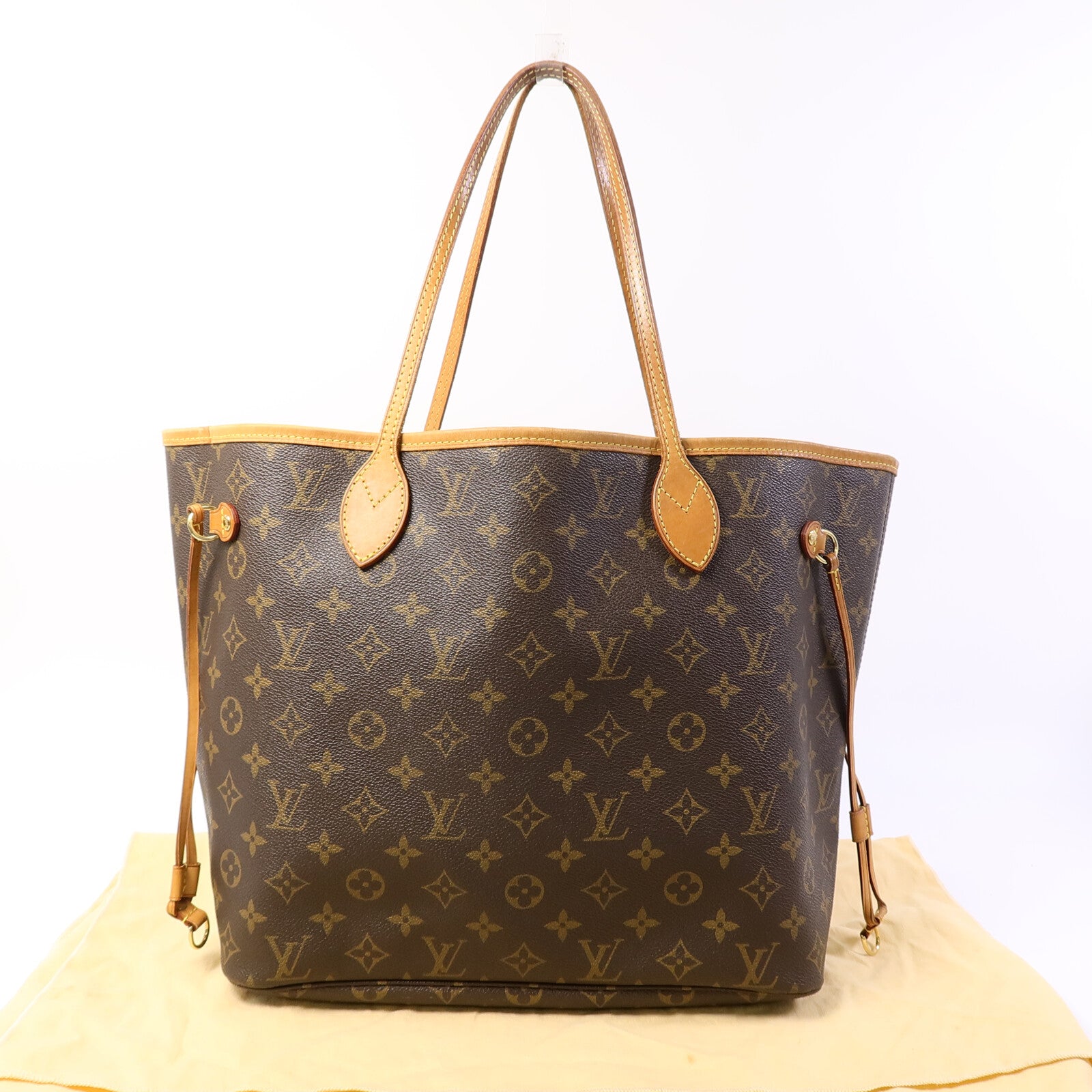 LOUIS VUITTON Monogram Neverfull MM金扣手挽袋