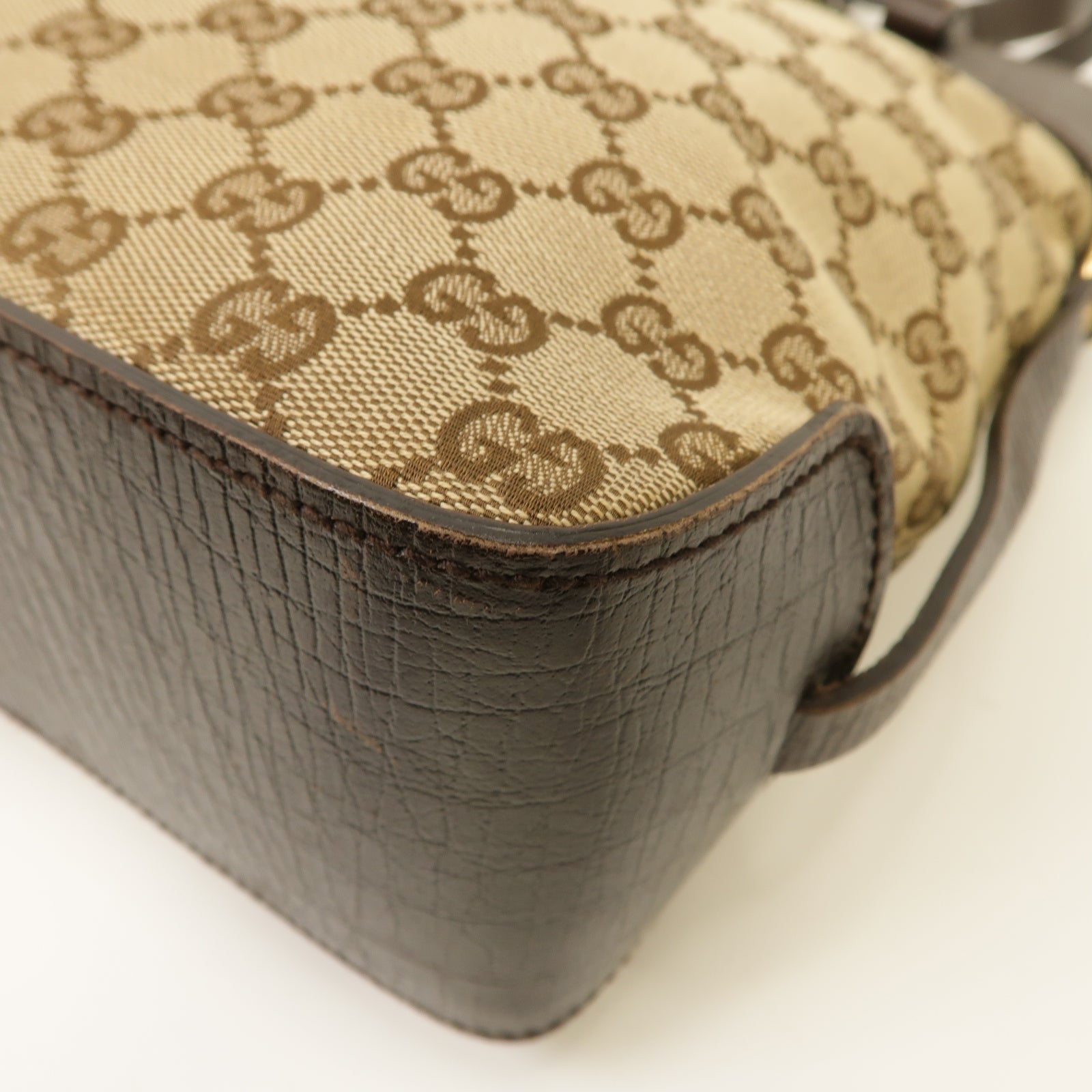 GUCCI 【激減優惠】帆布Hand Bag金扣手挽袋啡色