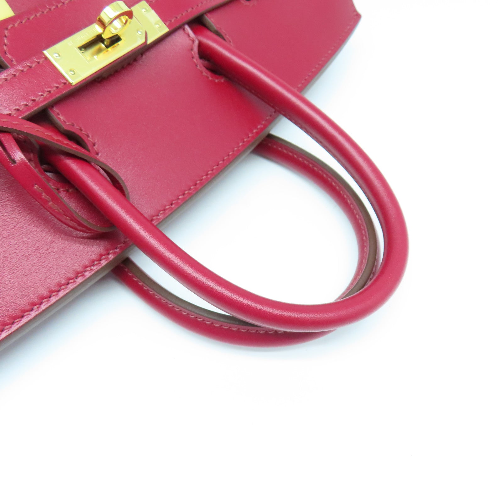 HERMES 【清倉大減價】Tadelakt Birkin 25金扣手挽袋寶石紅色