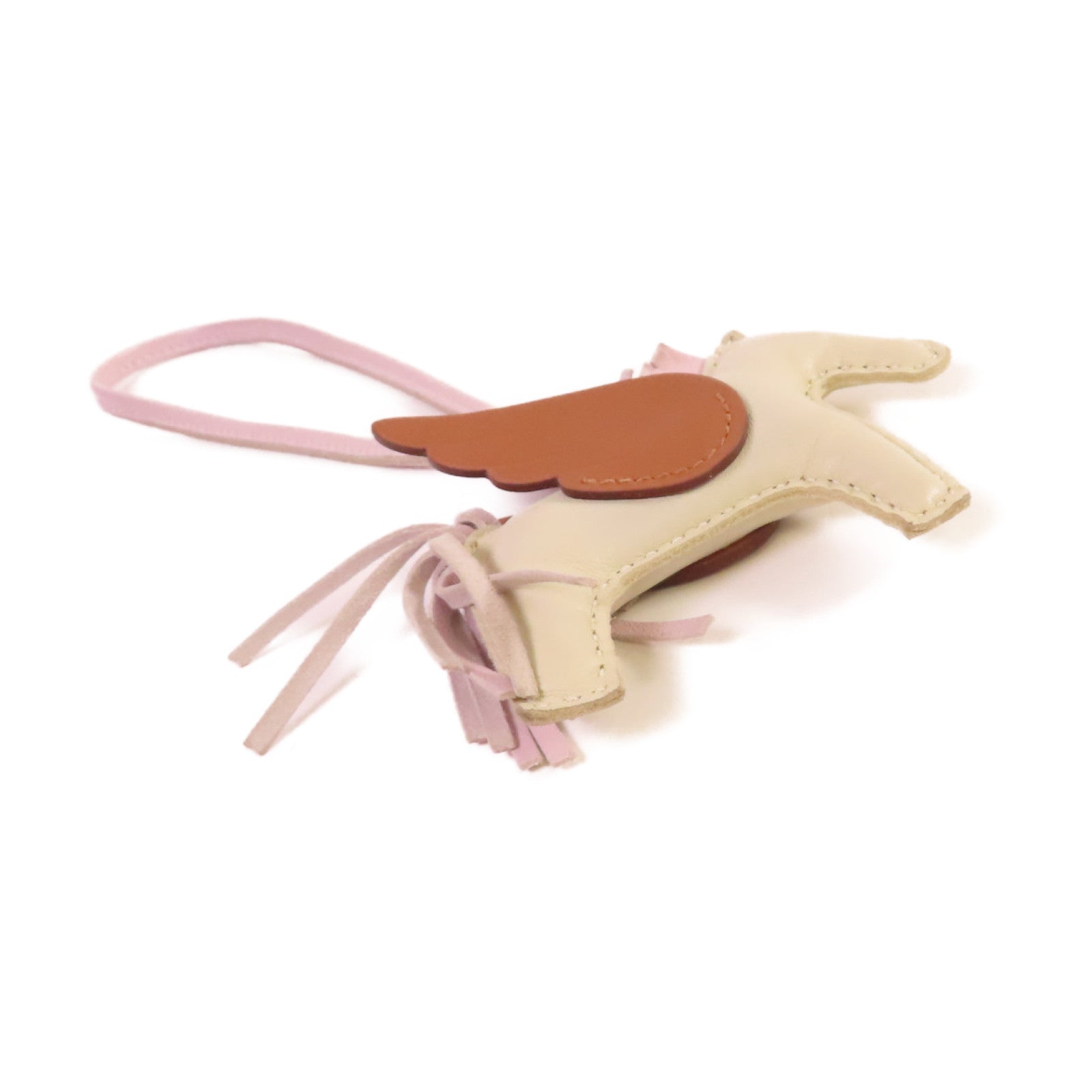 HERMES Swift皮革Rodeo Pegase PM Charm掛飾米白色/淺紫色/啡色