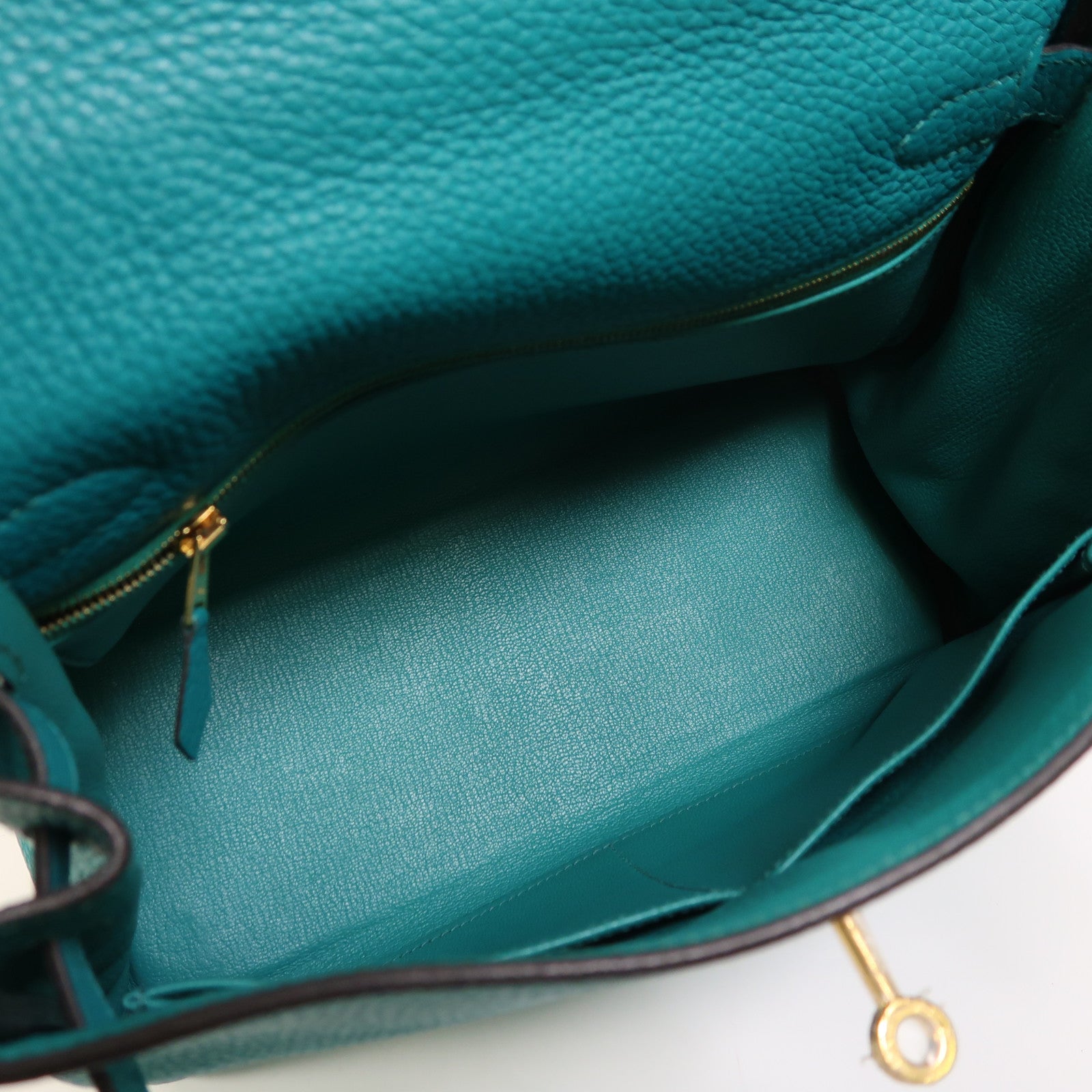 HERMES Togo皮革Kelly 28金扣手挽肩背兩用袋Bleu Paon