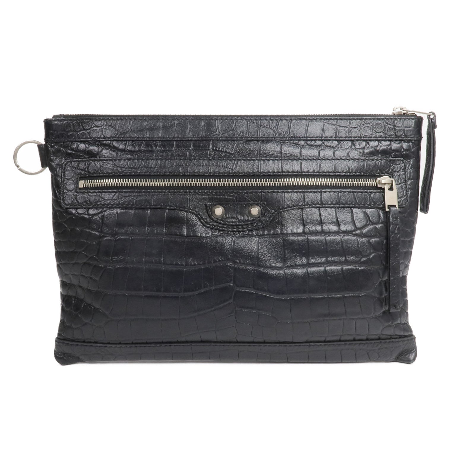 BALENCIAGA 牛皮皮革Crocodile Embossed Classic Clutch手拿包