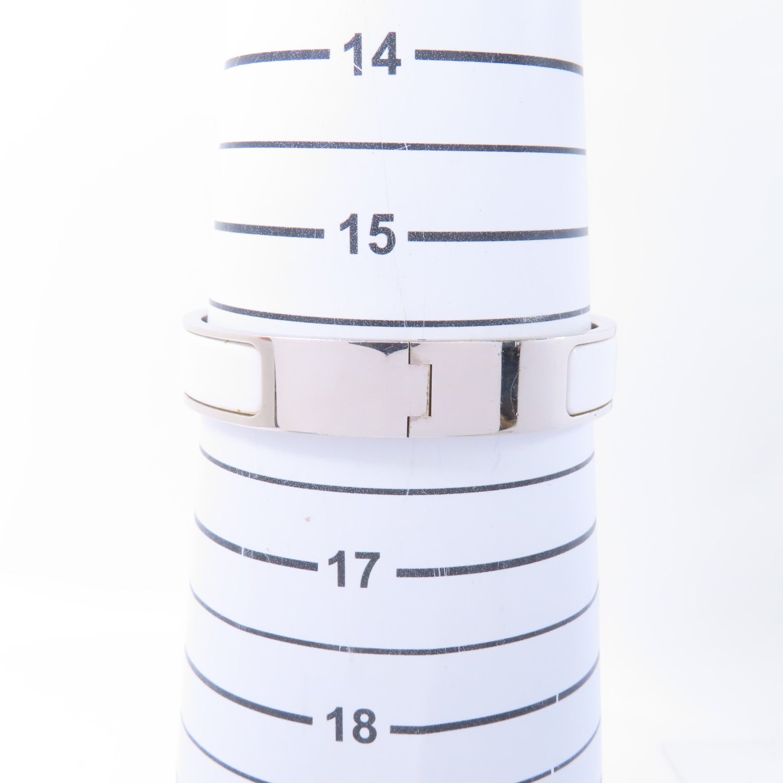 HERMES 琺瑯/金屬Clic H PM Bracelet手鐲白色/銀色