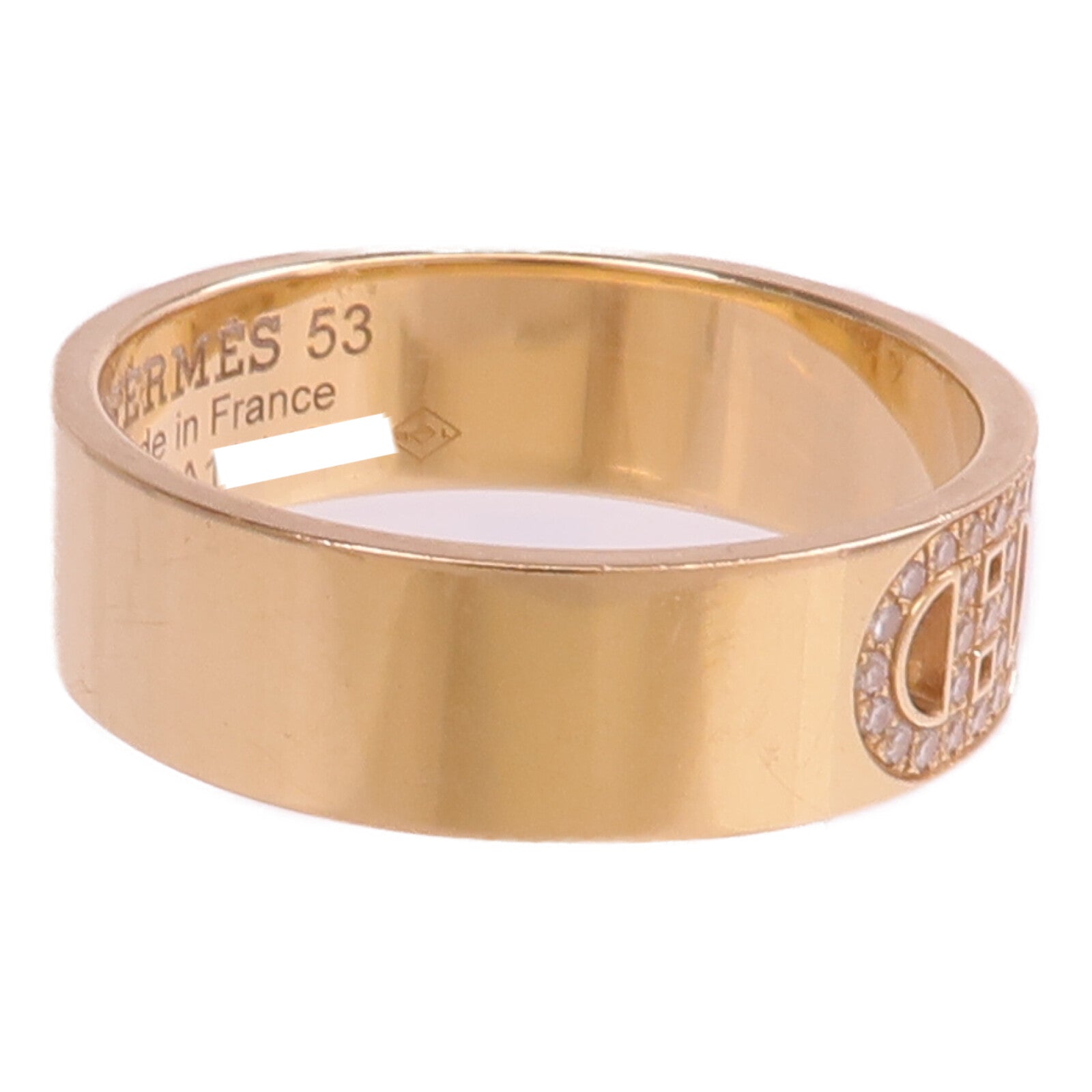 HERMES 18K玫瑰金H d'ancre Ring鑽石戒指Hermes#53/US#6.5
