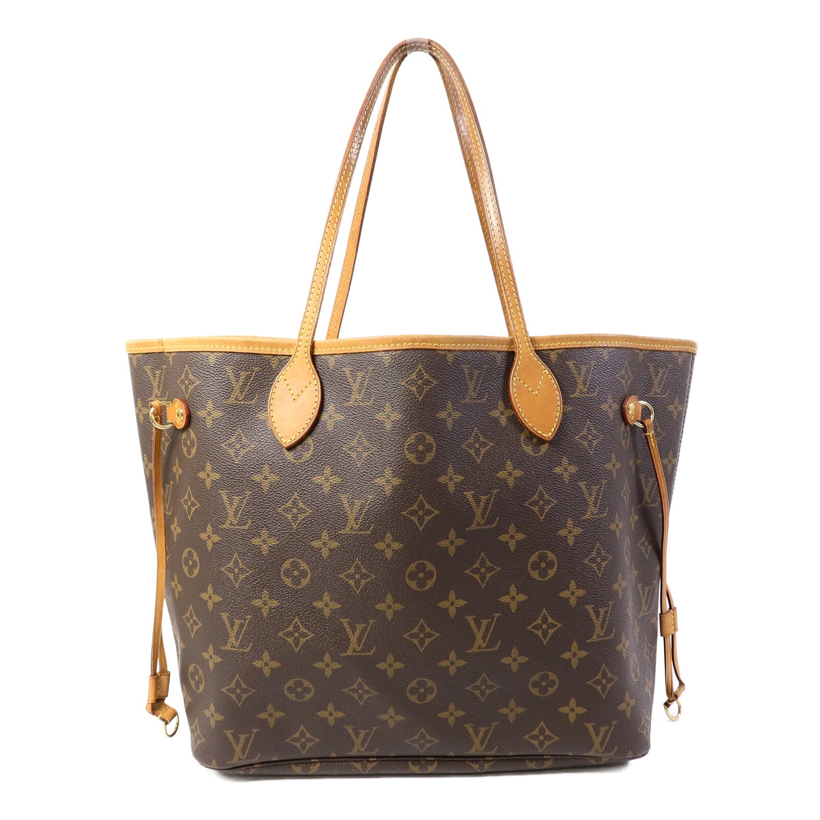 LOUIS VUITTON Monogram Neverfull MM金扣手挽袋