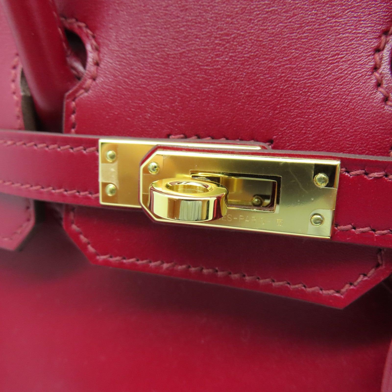 HERMES 【清倉大減價】Tadelakt Birkin 25金扣手挽袋寶石紅色
