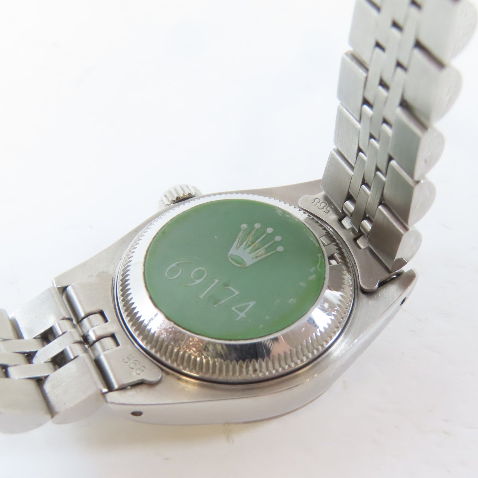 ROLEX Lady Datejust18K白金/不鏽鋼手錶自動機芯白色#16.25cm