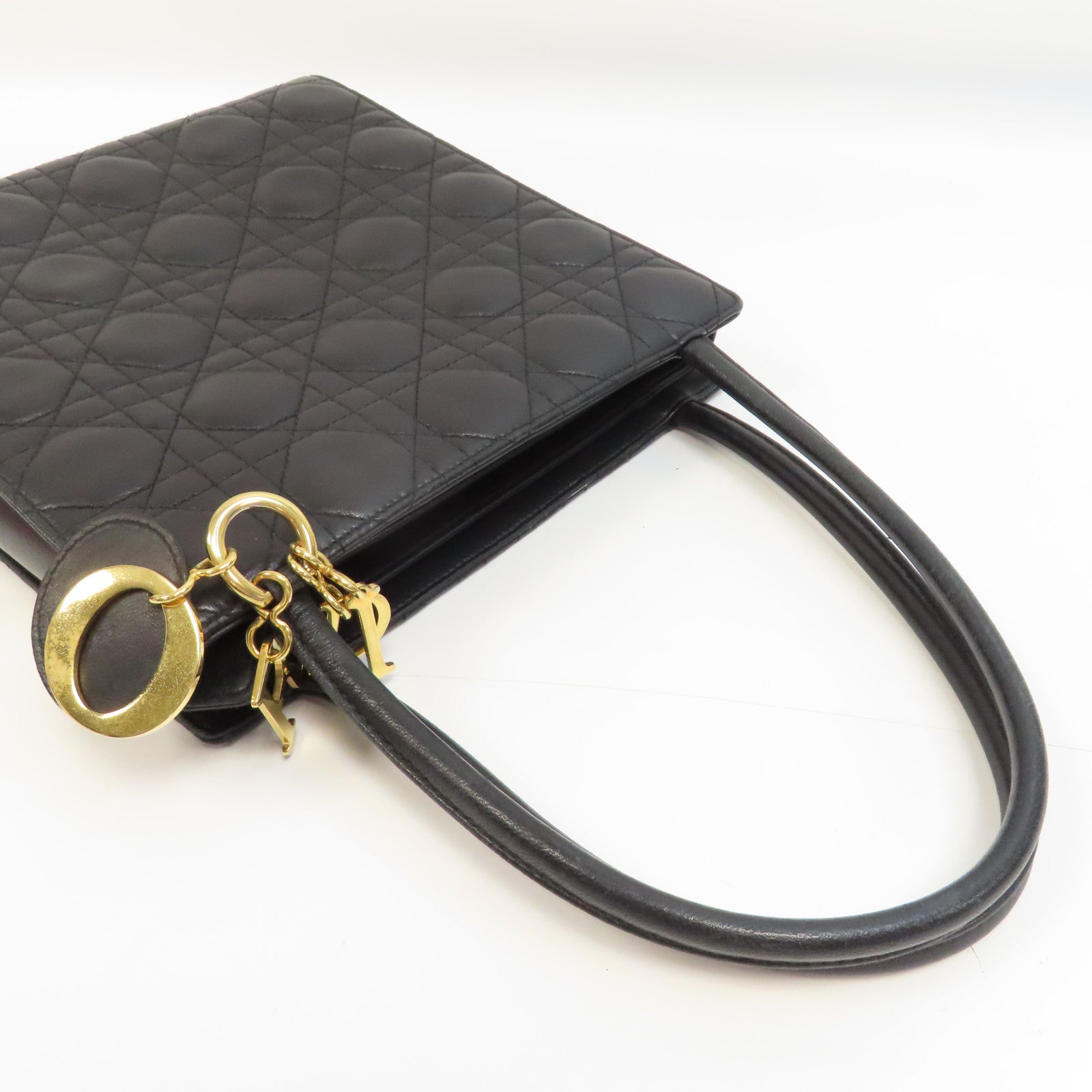Dior 牛皮皮革Hand Bag金扣手挽袋黑色