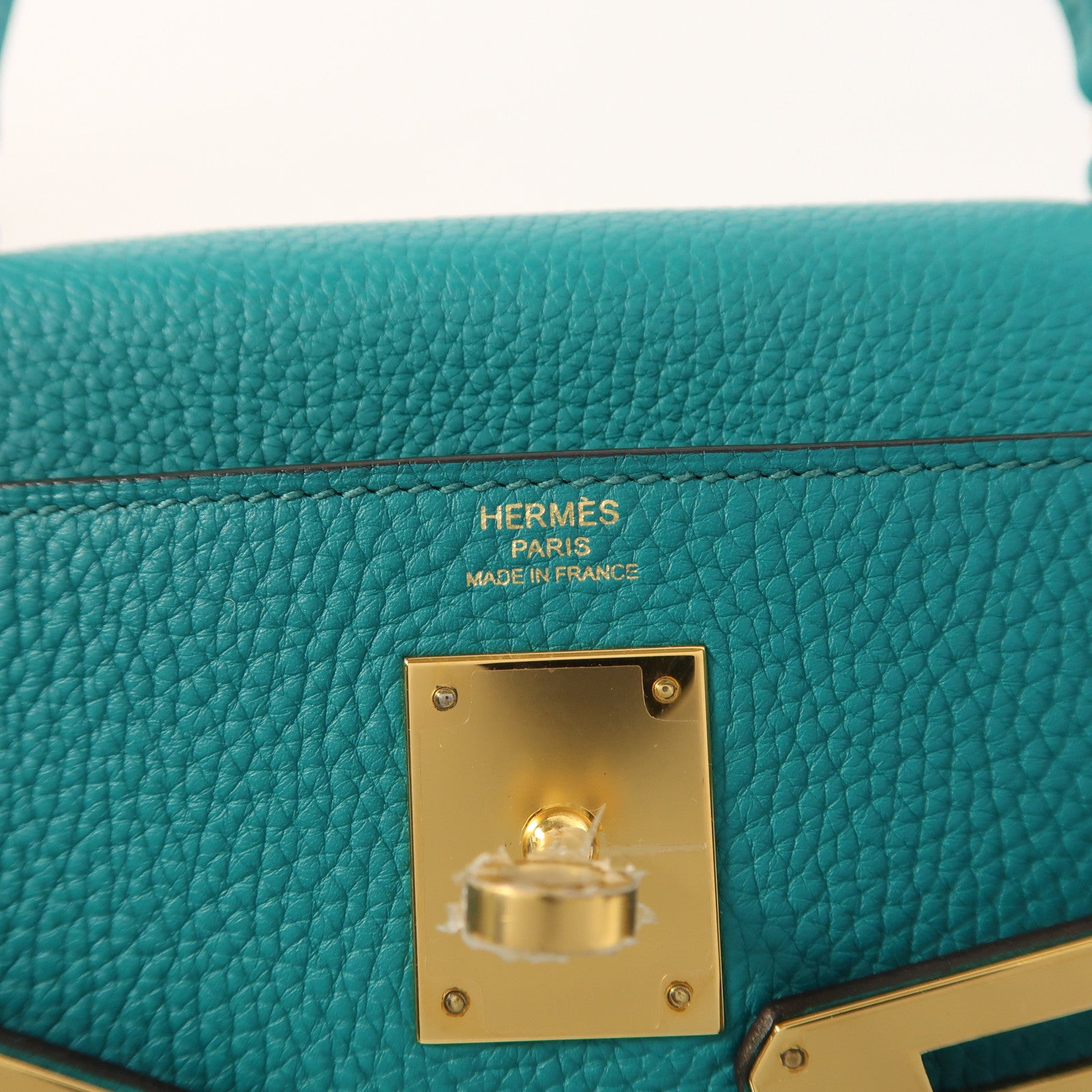 HERMES Togo皮革Kelly 28金扣手挽肩背兩用袋Bleu Paon