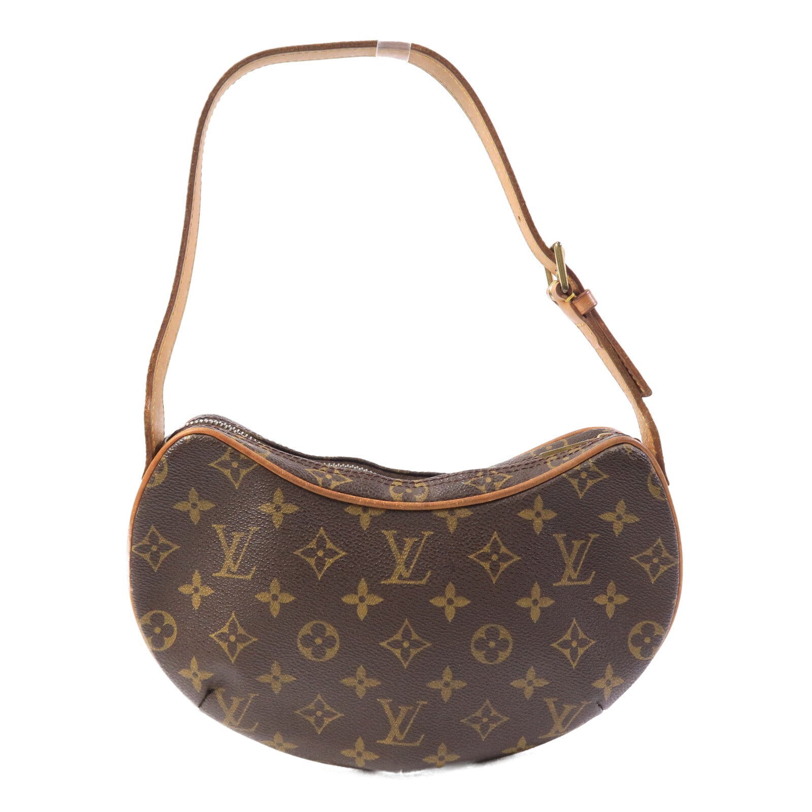 LOUIS VUITTON Monogram Pochette Croissant金扣肩背袋棕色