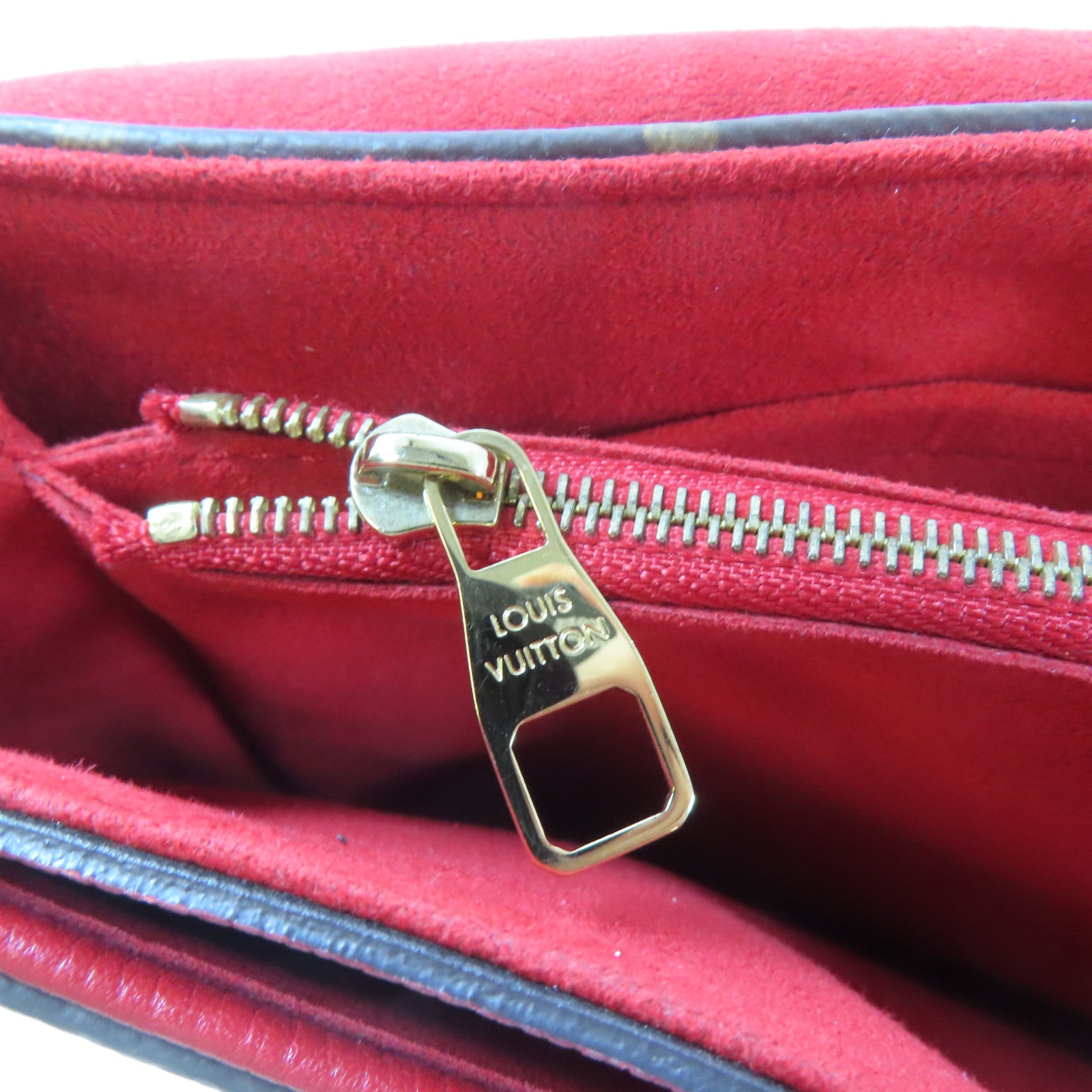 LOUIS VUITTON Monogram Pallas Chain Bag金扣鏈帶肩背袋啡色/紅色