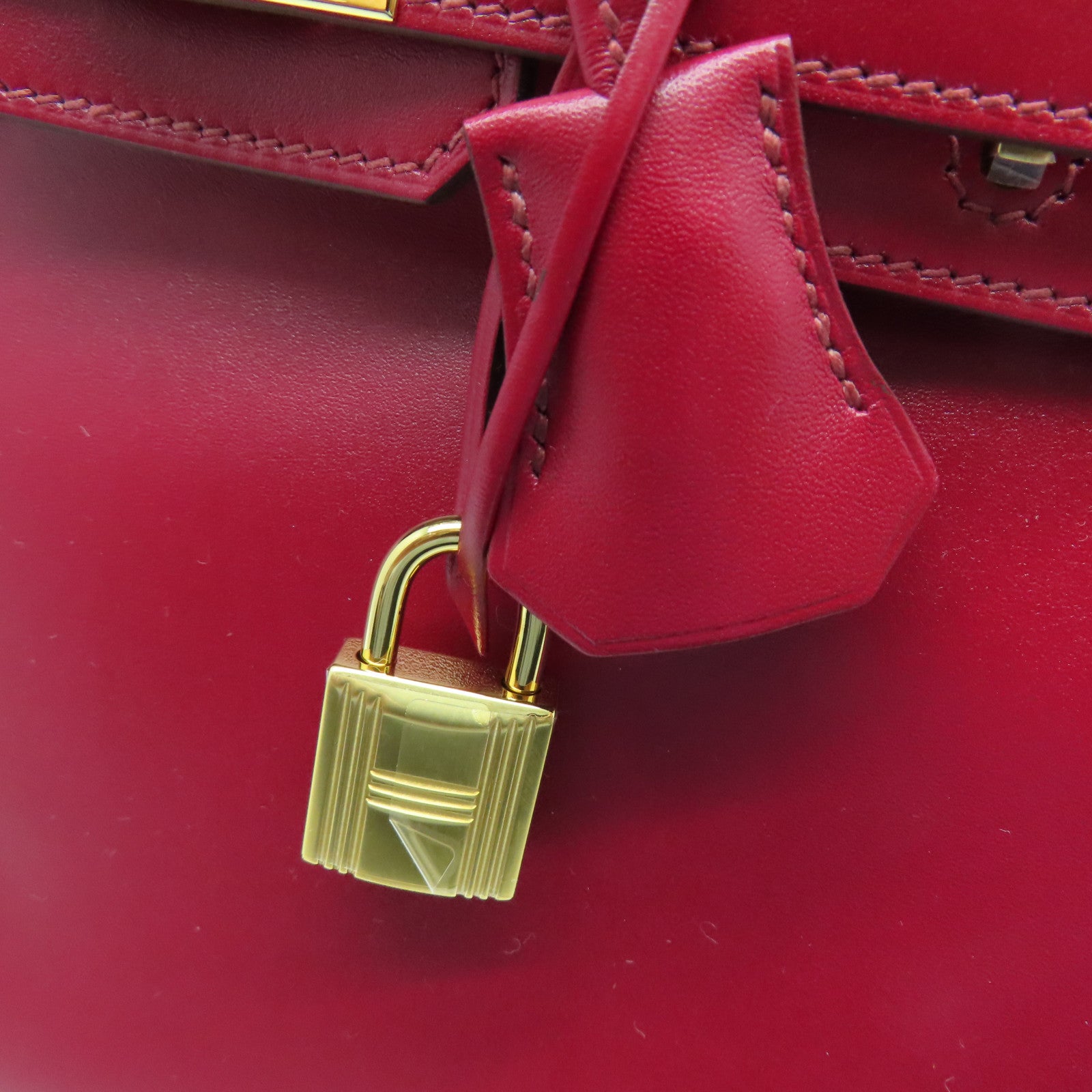 HERMES 【清倉大減價】Tadelakt Birkin 25金扣手挽袋寶石紅色