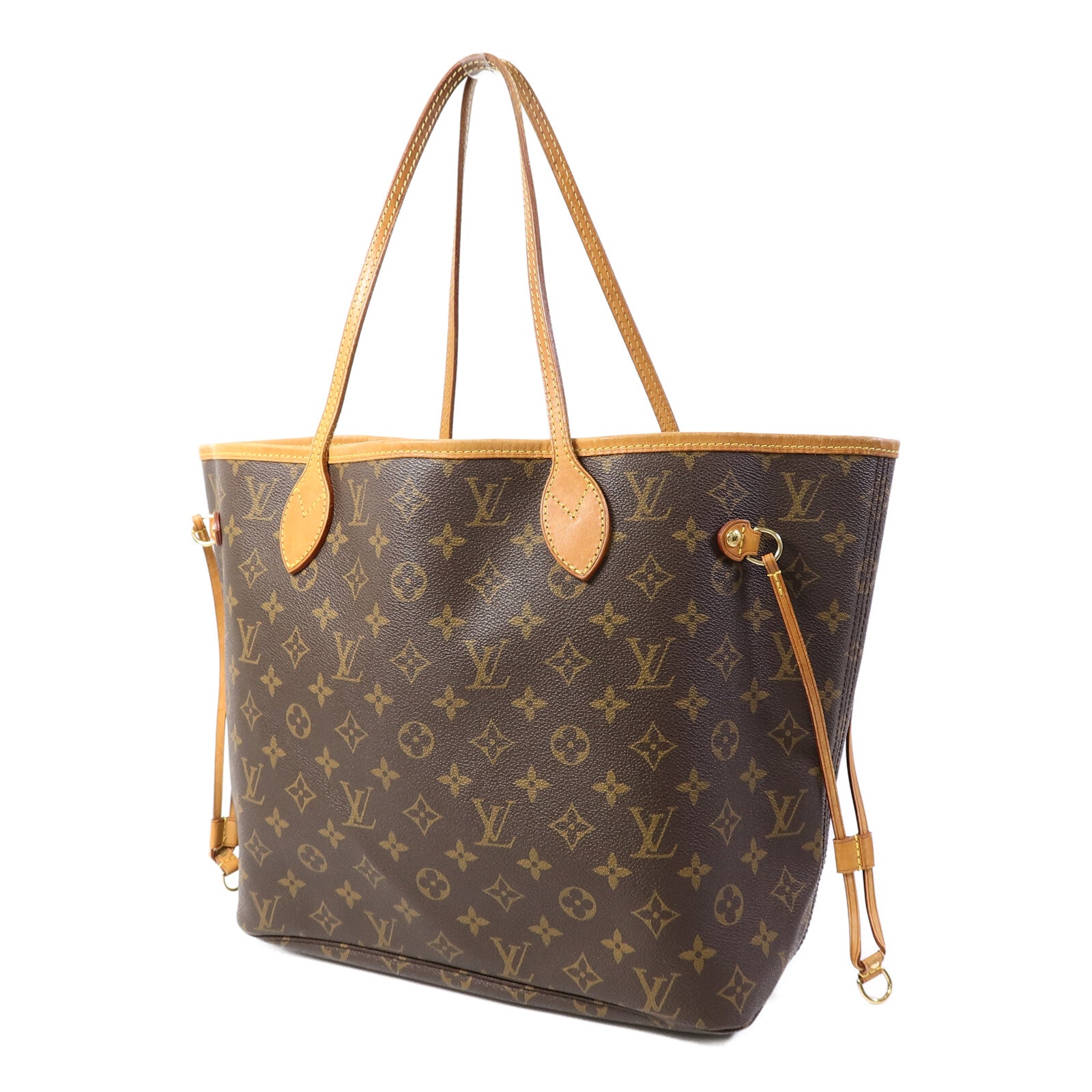 LOUIS VUITTON Monogram Neverfull MM金扣手挽袋