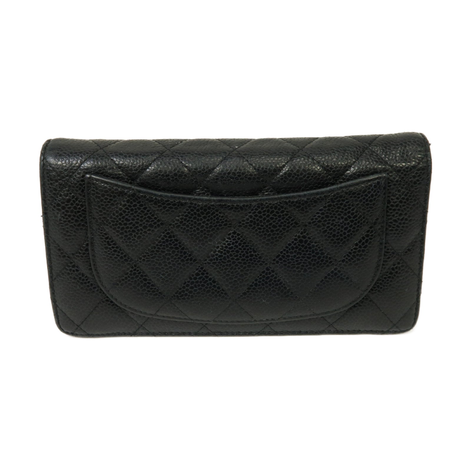 CHANEL 菱格Caviar皮革Long Wallet金扣長錢包黒色