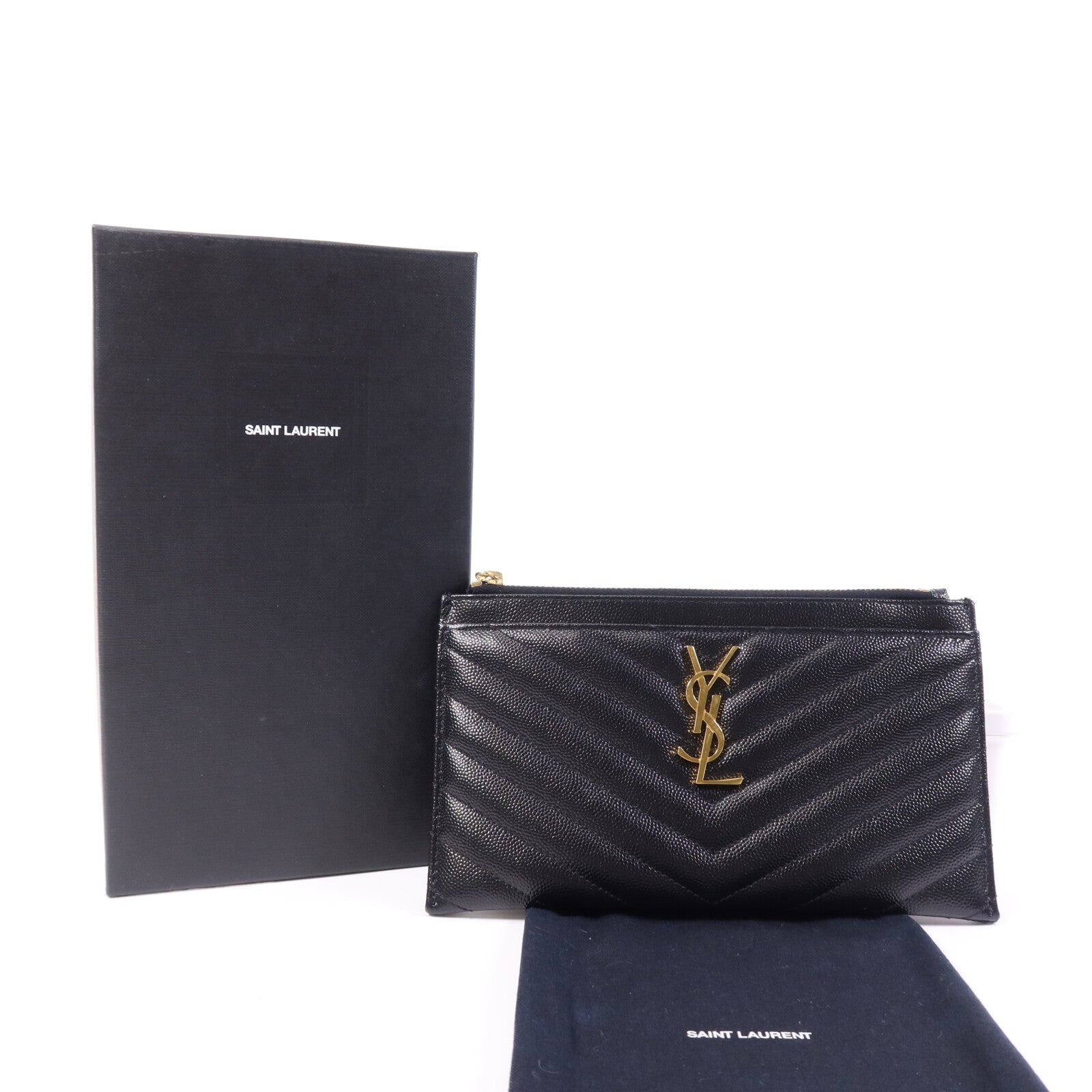 YVES SAINT LAURENT 牛皮皮革Clutch Bag金扣手拿包