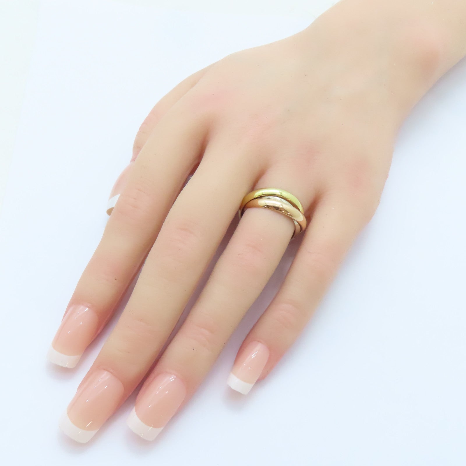 CARTIER 18K黃金/白金/玫瑰金Trinity戒指Cartier#53/US#6.25