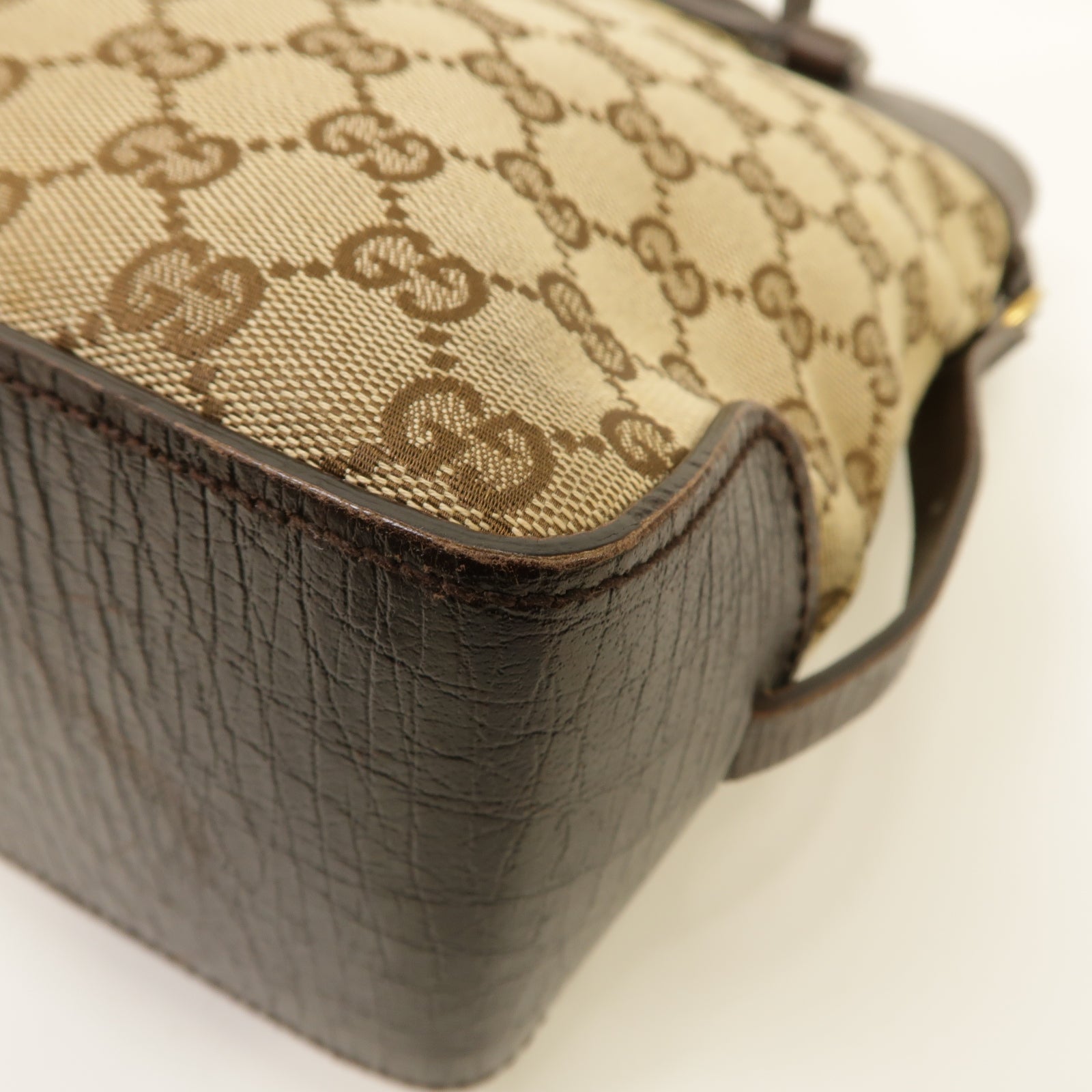 GUCCI 【激減優惠】帆布Hand Bag金扣手挽袋啡色