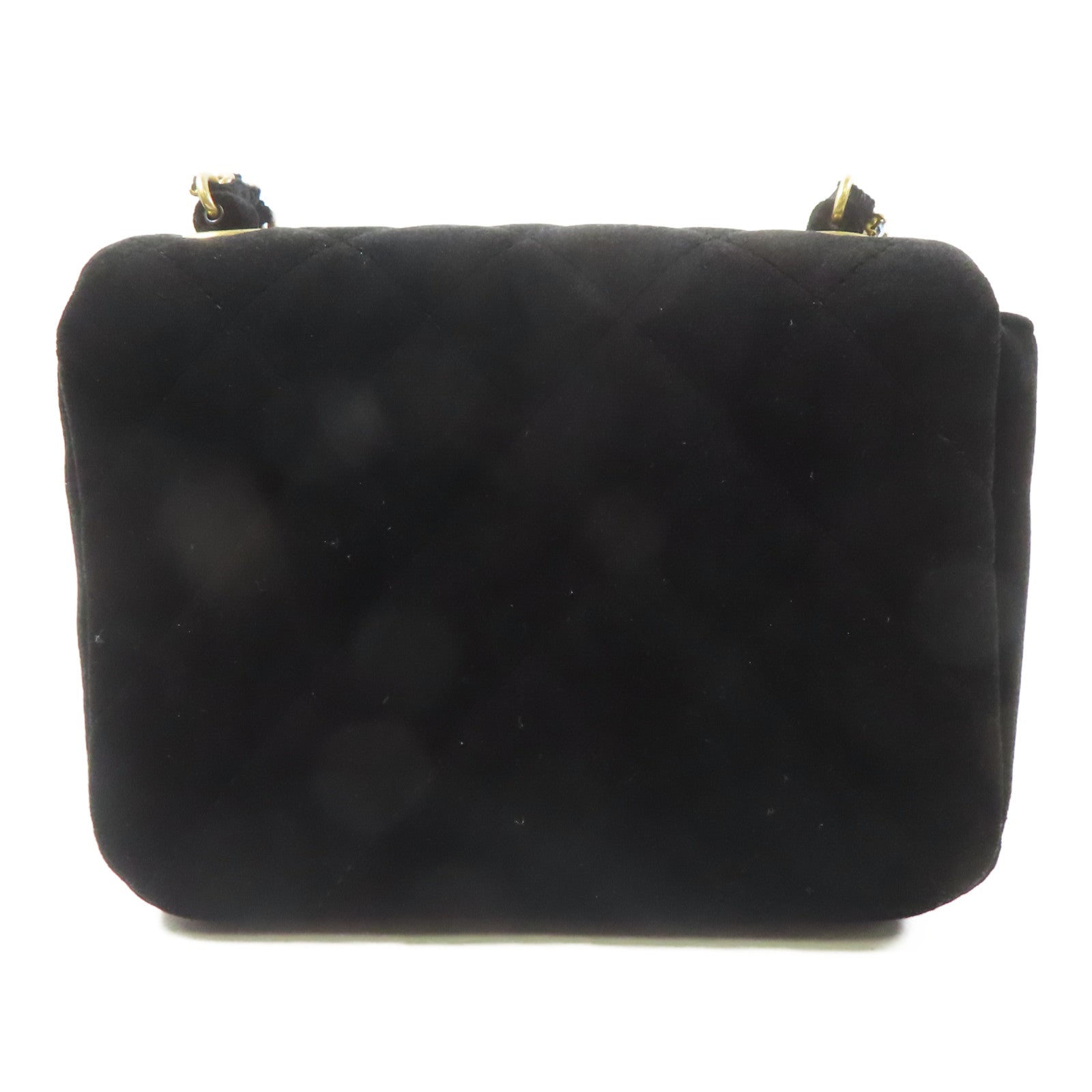 CHANEL 天鵝絨Crystal CC Mini Flap金扣鏈帶肩背袋黑色